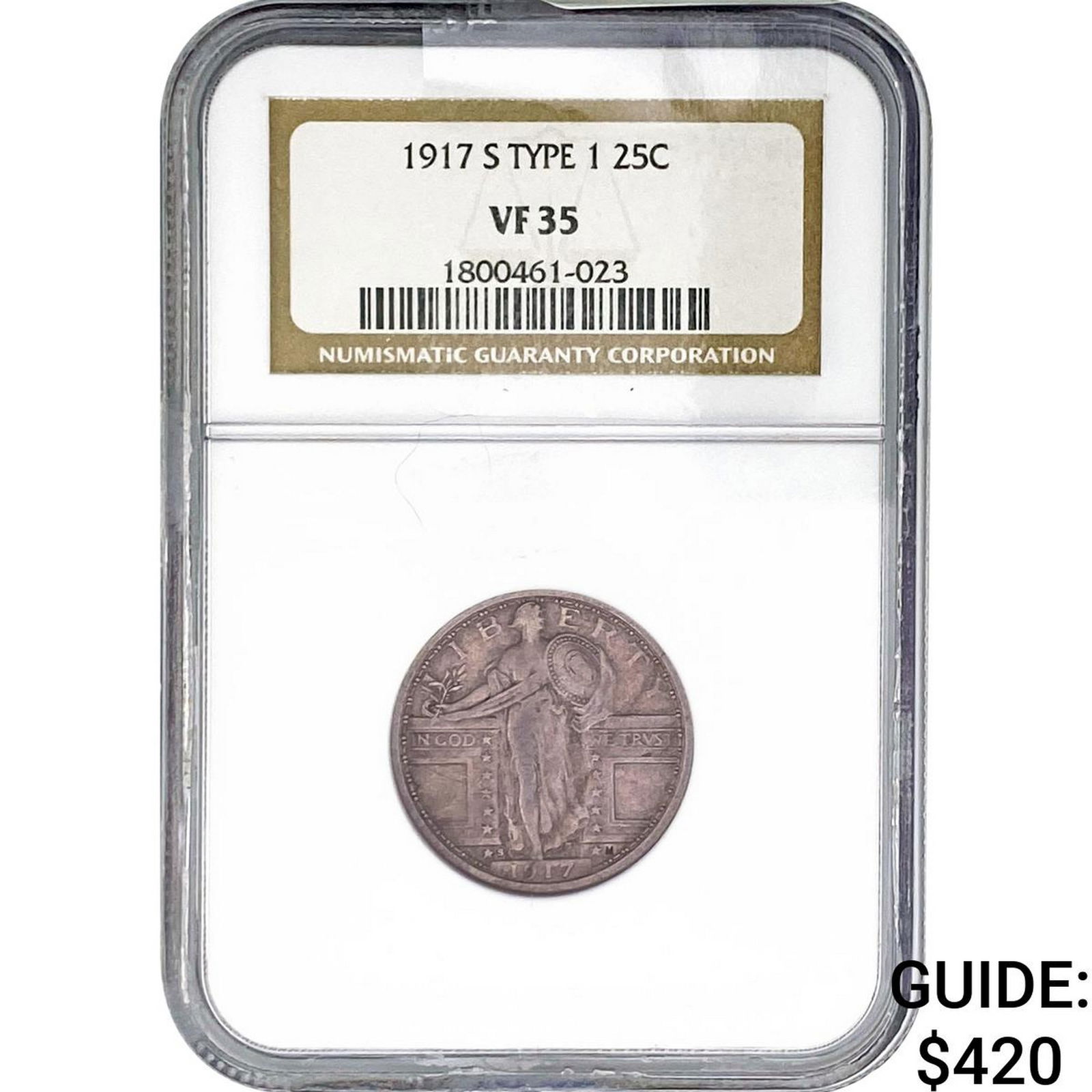 1917-S Standing Liberty Quarter NGC VF35 TYPE 1: 1917-S Standing Liberty Quarter NGC VF35 TYPE 1