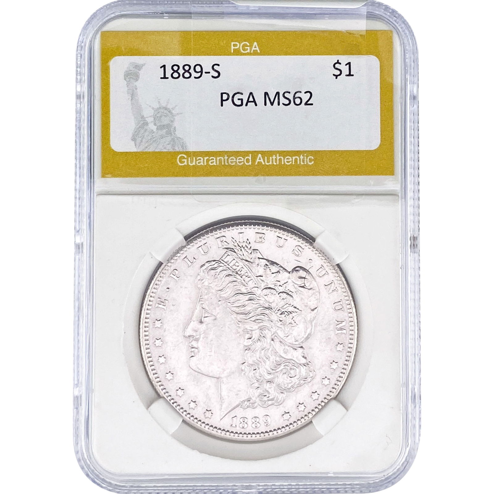 1889-S Morgan Silver Dollar PGA MS62: 1889-S Morgan Silver Dollar PGA MS62