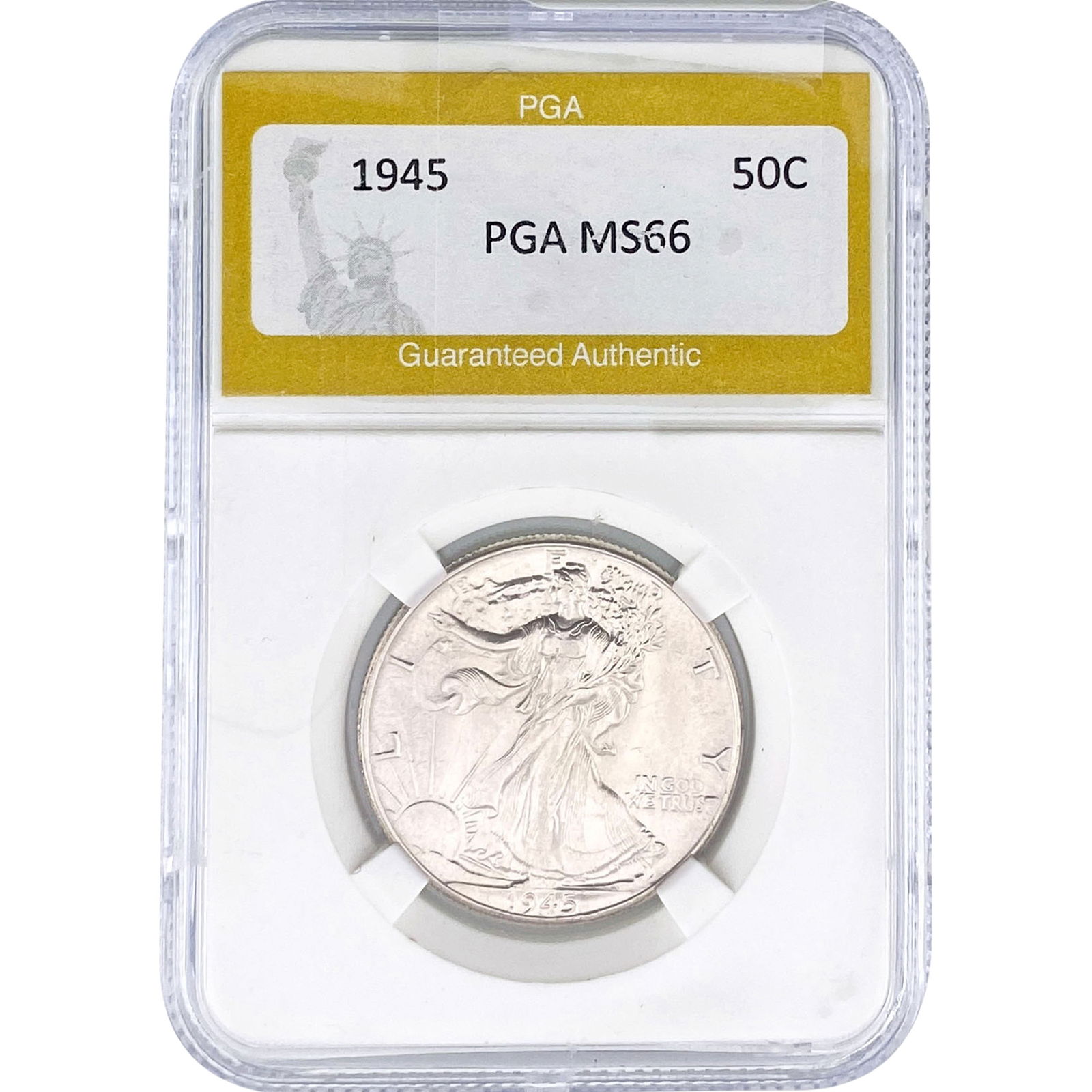 1945 Walking Liberty Half Dollar PGA MS66: 1945 Walking Liberty Half Dollar PGA MS66