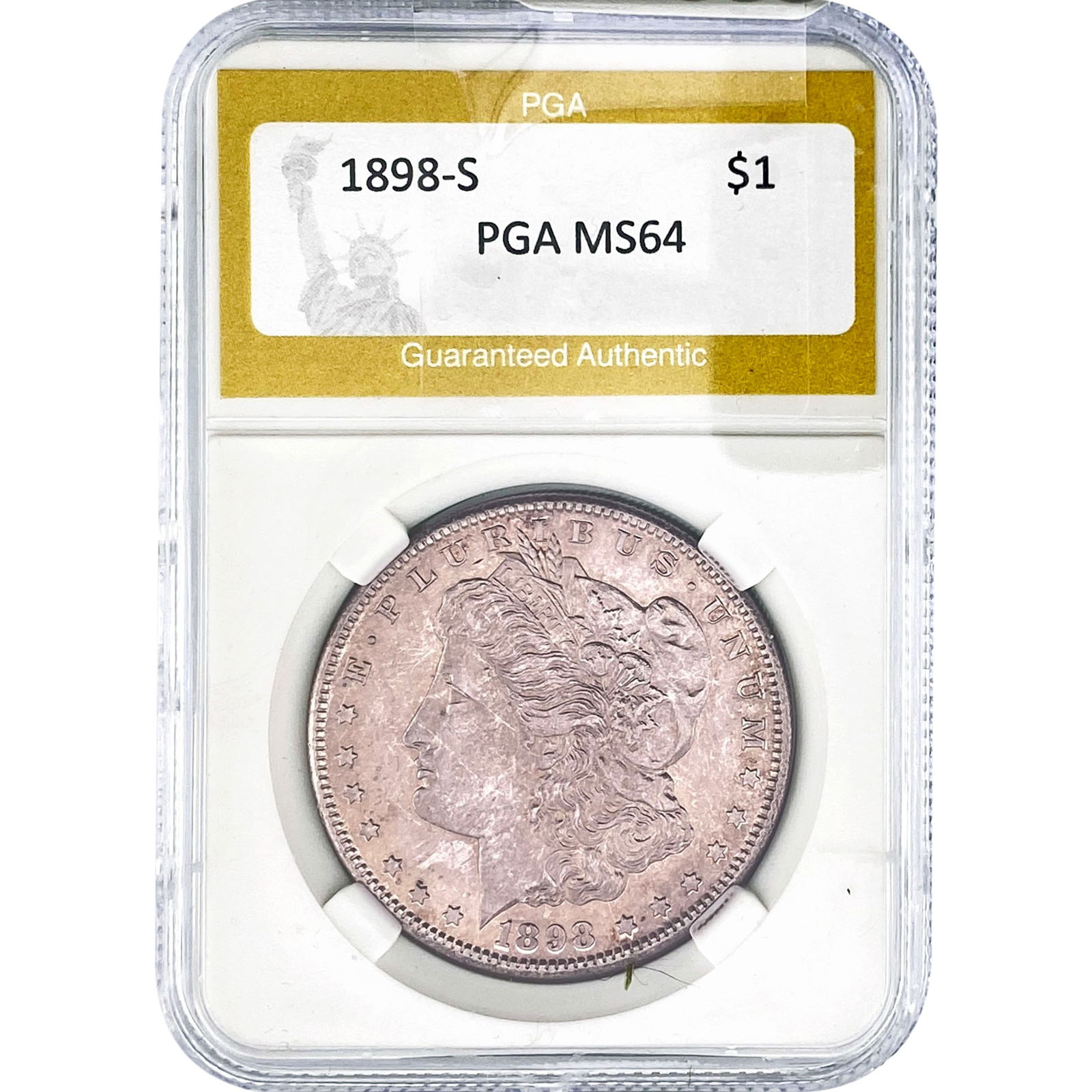 1898-S Morgan Silver Dollar PGA MS64: 1898-S Morgan Silver Dollar PGA MS64