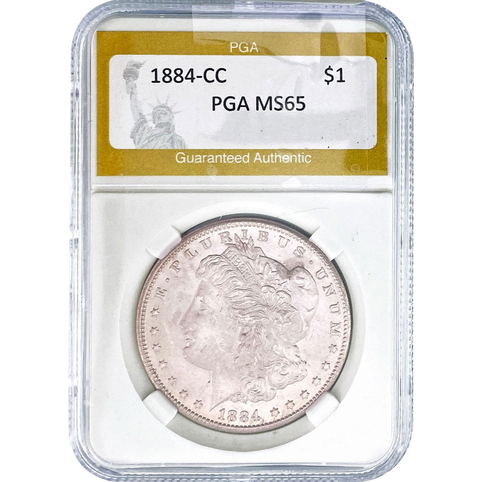 1884-CC Morgan Silver Dollar PGA MS65: 1884-CC Morgan Silver Dollar PGA MS65