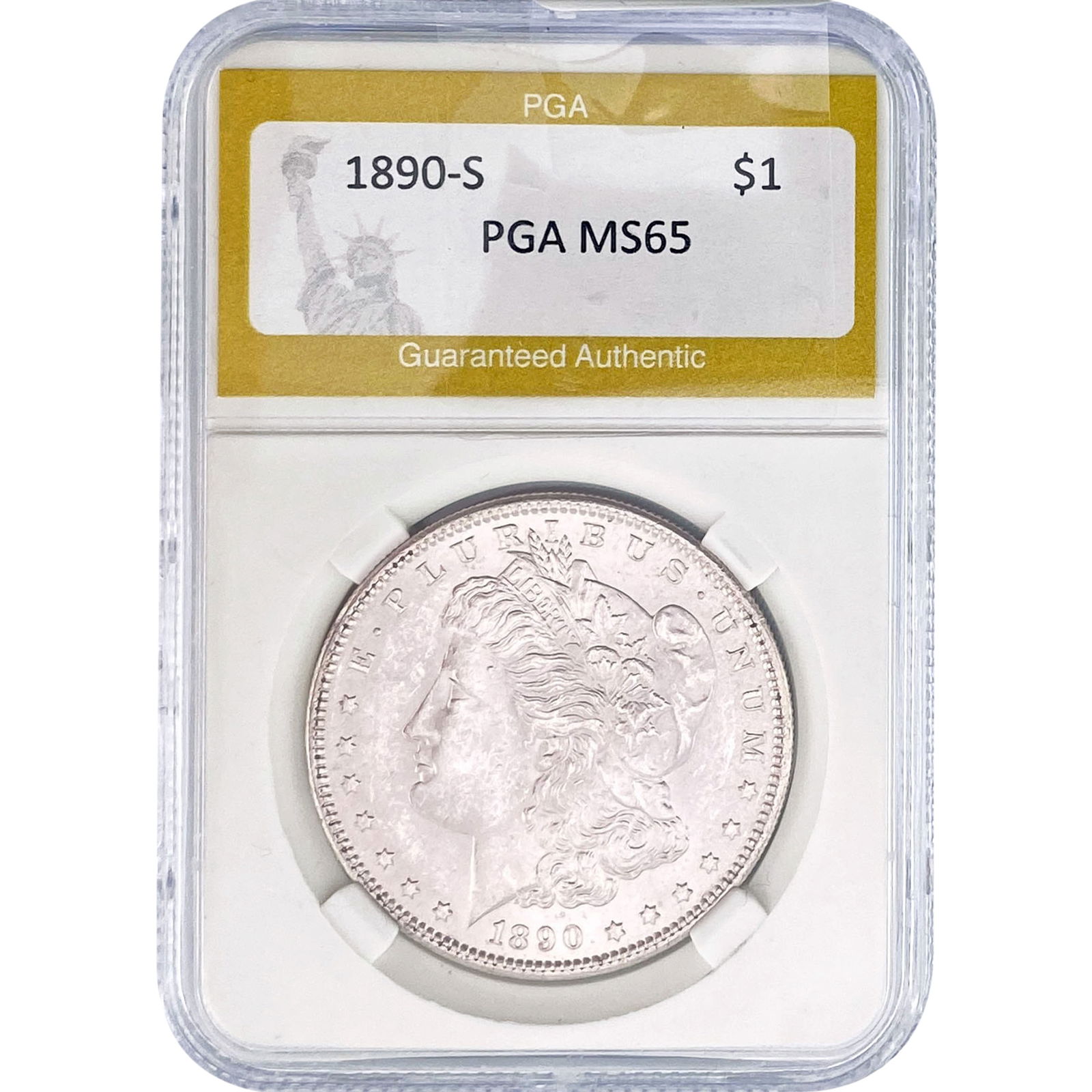 1890-S Morgan Silver Dollar PGA MS65: 1890-S Morgan Silver Dollar PGA MS65
