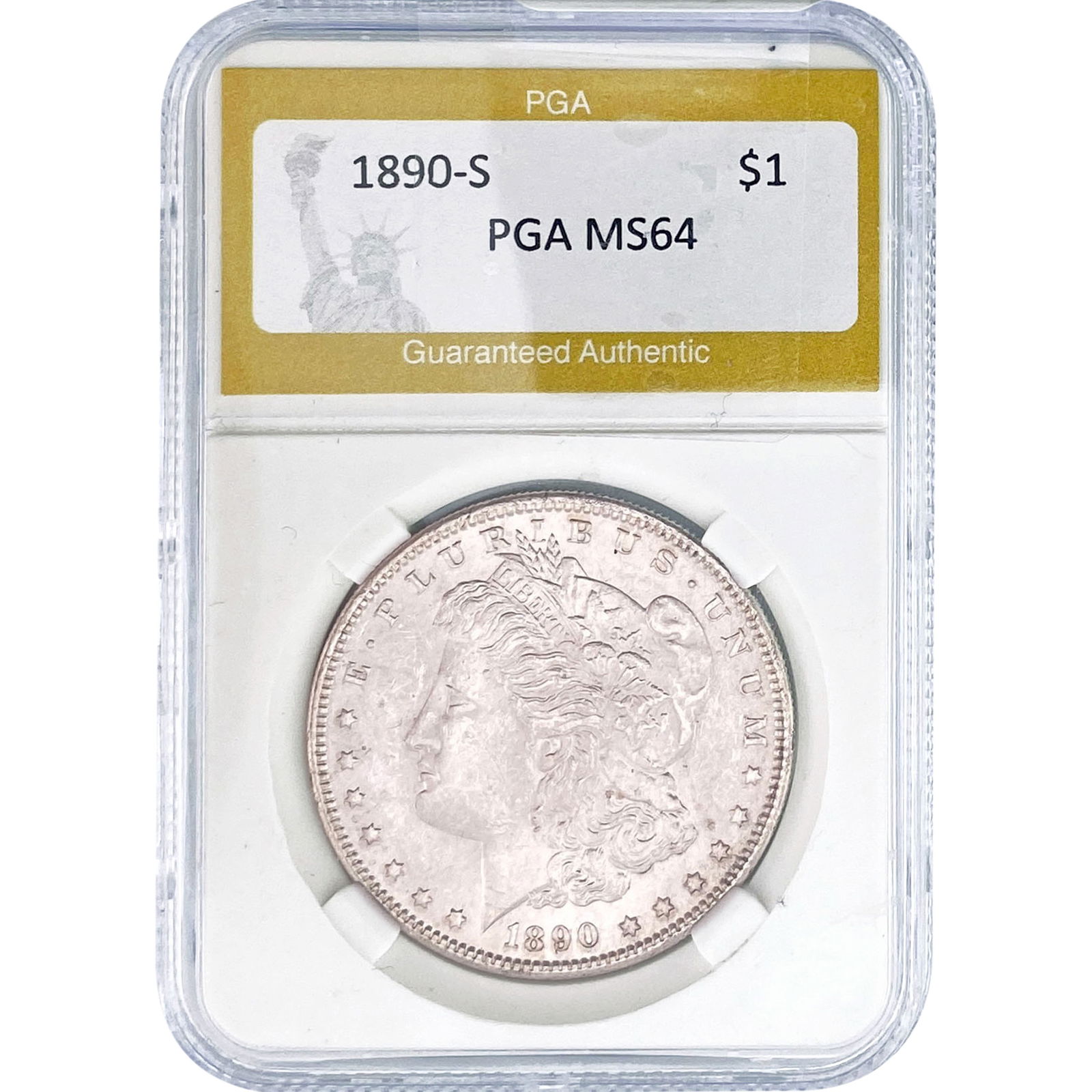 1890-S Morgan Silver Dollar PGA MS64: 1890-S Morgan Silver Dollar PGA MS64