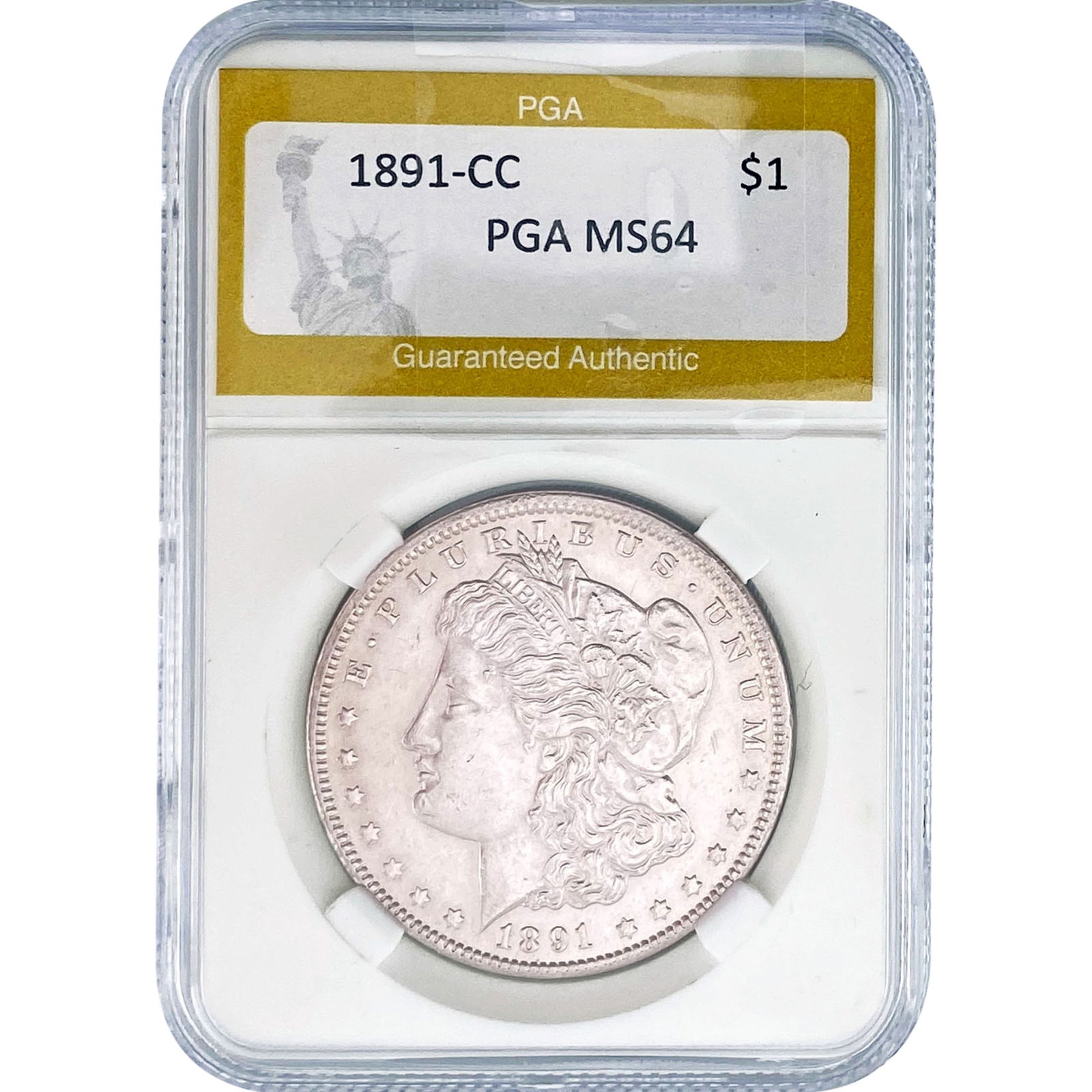 1891-CC Morgan Silver Dollar PGA MS64: 1891-CC Morgan Silver Dollar PGA MS64