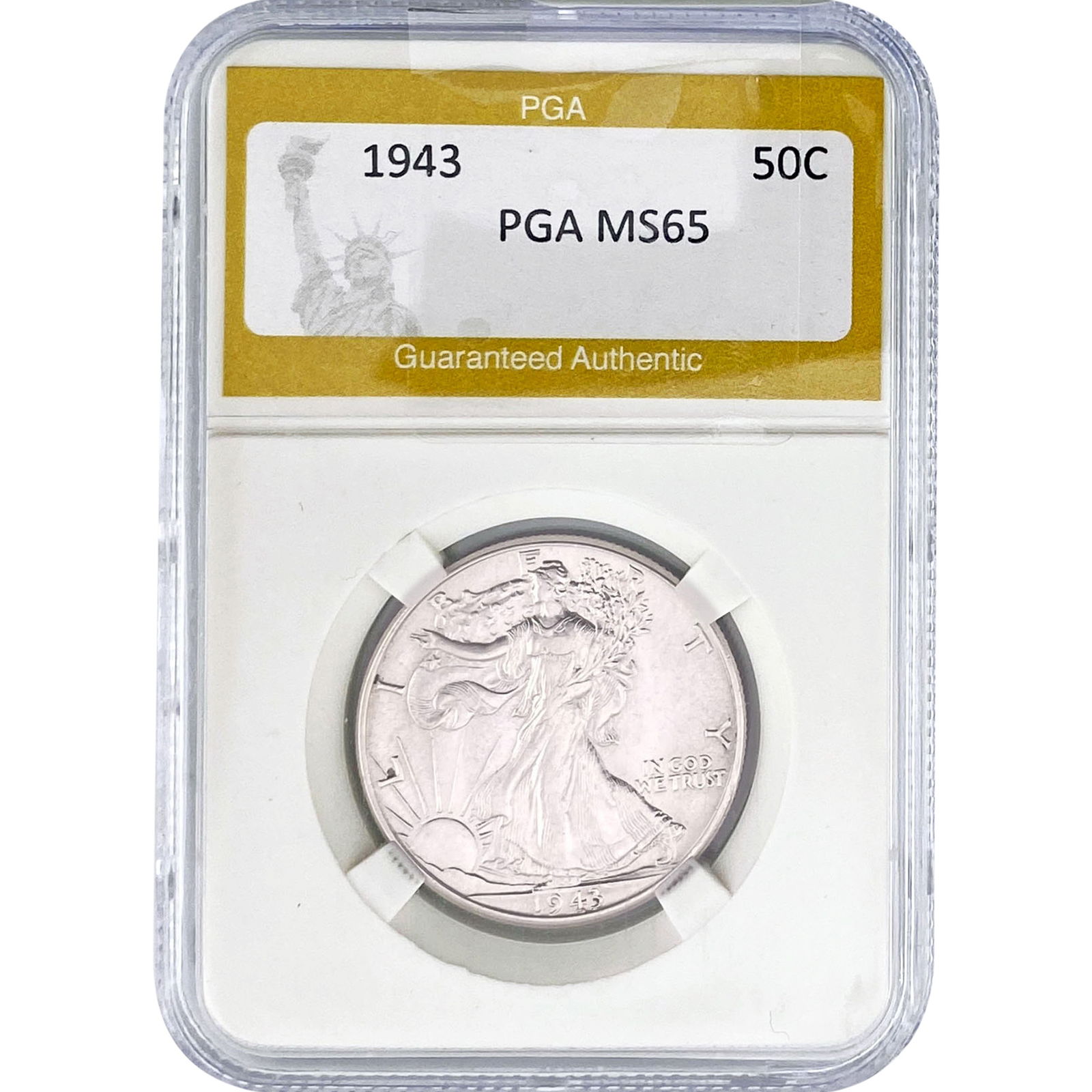 1943 Walking Liberty Half Dollar PGA MS65: 1943 Walking Liberty Half Dollar PGA MS65