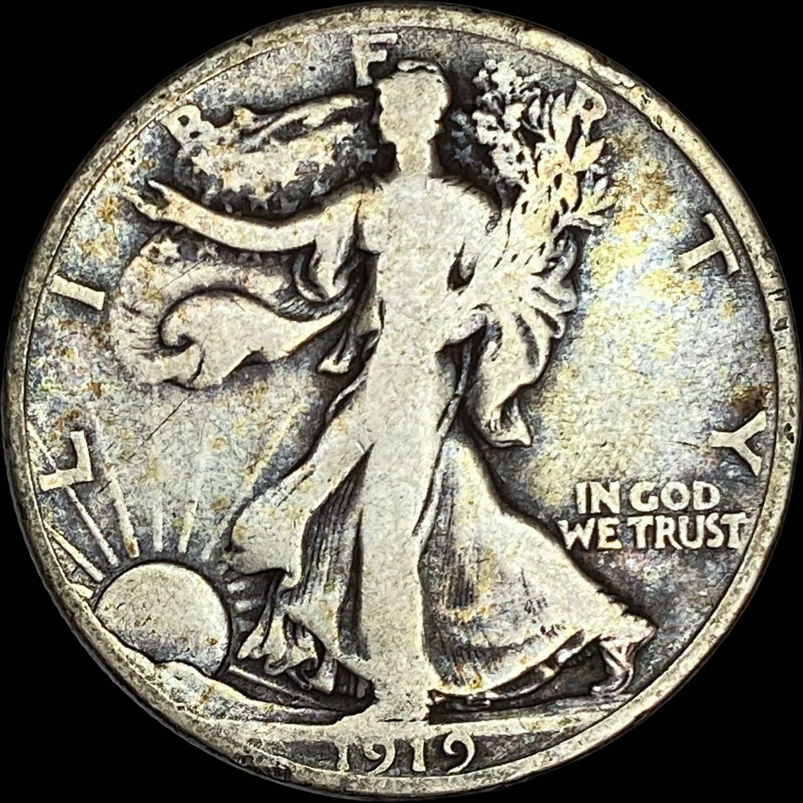 1919-D Silver Walking Liberty Half Dollar NICELY CIRCULATED (1 of 2)
