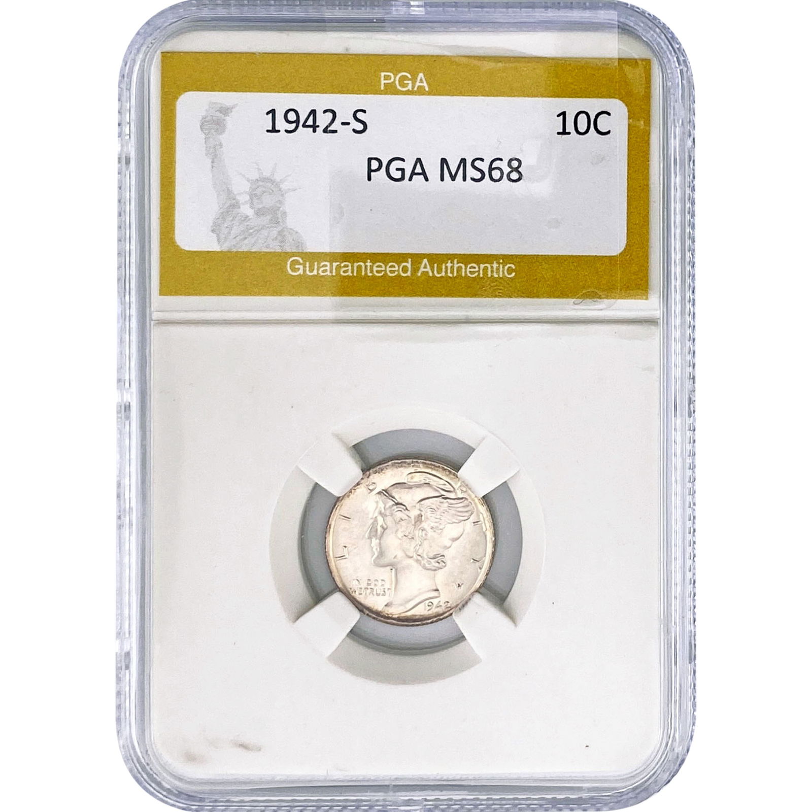 1942-S Mercury Silver Dime PGA MS68: 1942-S Mercury Silver Dime PGA MS68