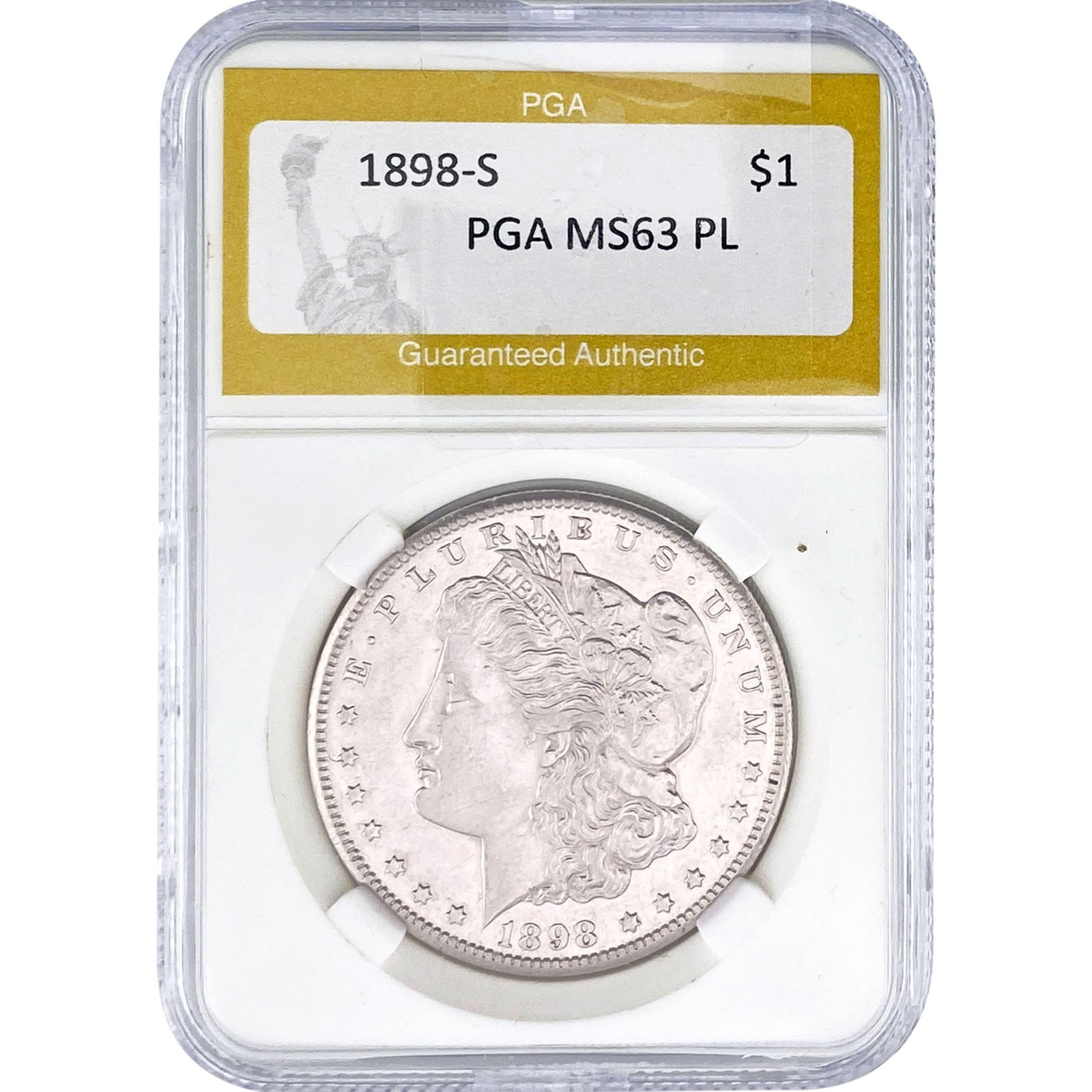 1898-S Morgan Silver Dollar PGA MS63 PL: 1898-S Morgan Silver Dollar PGA MS63 PL