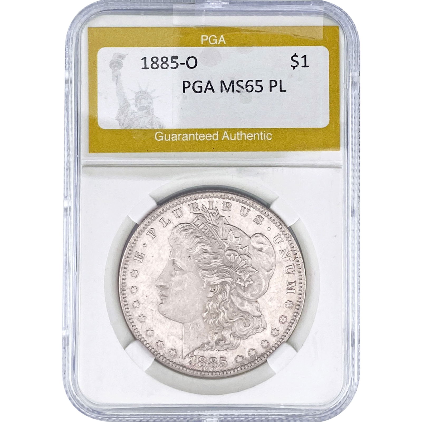 1885-O Morgan Silver Dollar PGA MS65 PL: 1885-O Morgan Silver Dollar PGA MS65 PL