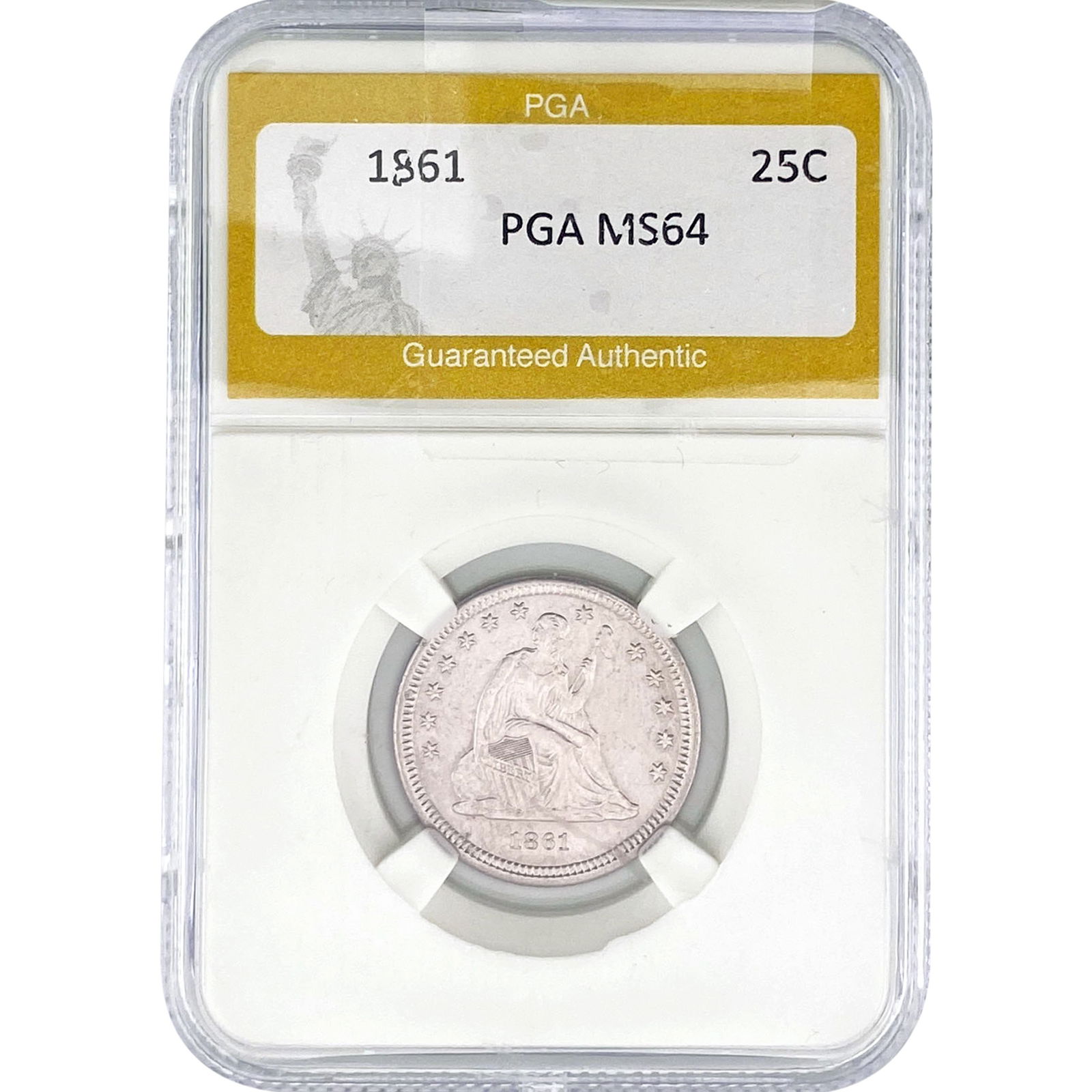 1861 Seated Liberty Quarter PGA MS64 (1 of 2)
