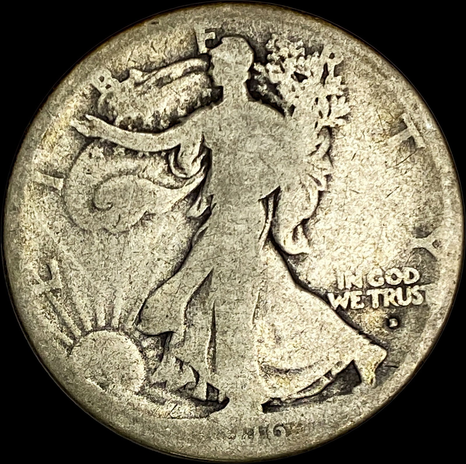 1916-D Silver Walking Liberty Half Dollar NICELY CIRCULATED: 1916-D Silver Walking Liberty Half Dollar NICELY CIRCULATED