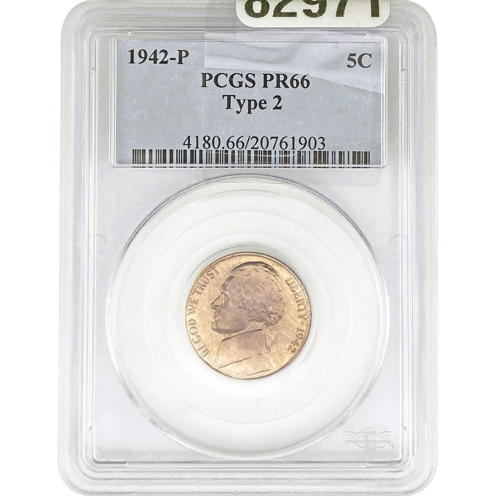 1942-P Jefferson Nickel PCGS PR66 Type 2 (1 of 2)