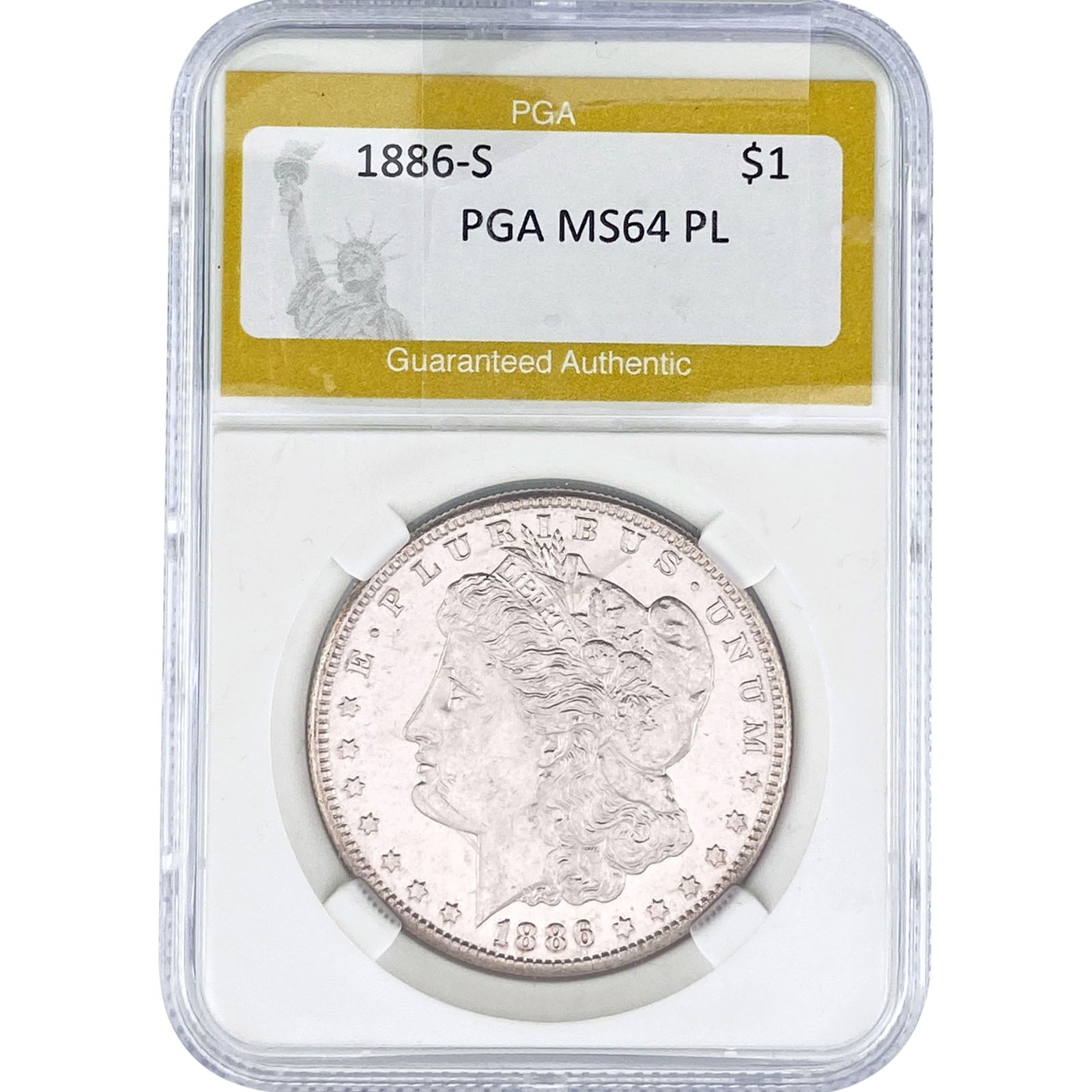 1886-S Morgan Silver Dollar PGA MS64 PL: 1886-S Morgan Silver Dollar PGA MS64 PL