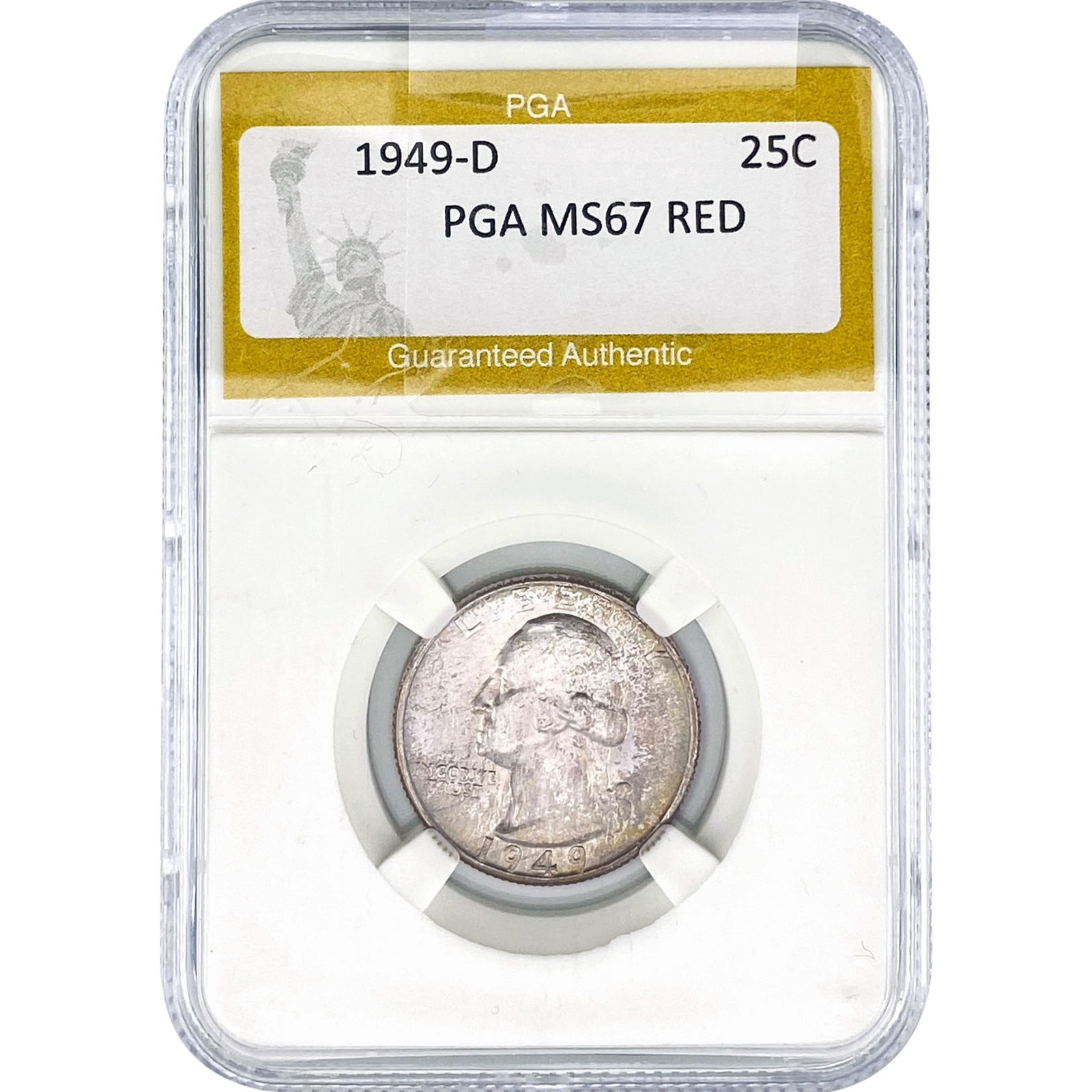 1949-D Washington Silver Quarter PGA MS67 RED: 1949-D Washington Silver Quarter PGA MS67 RED