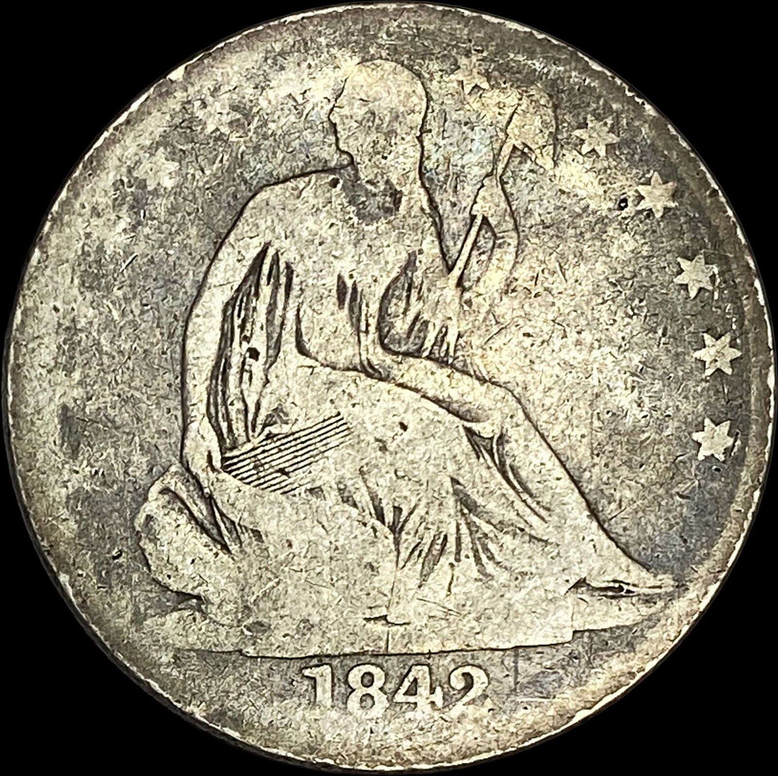 1842-O Silver Seated Liberty Half Dollar NICELY CIRCULATED (1 of 2)