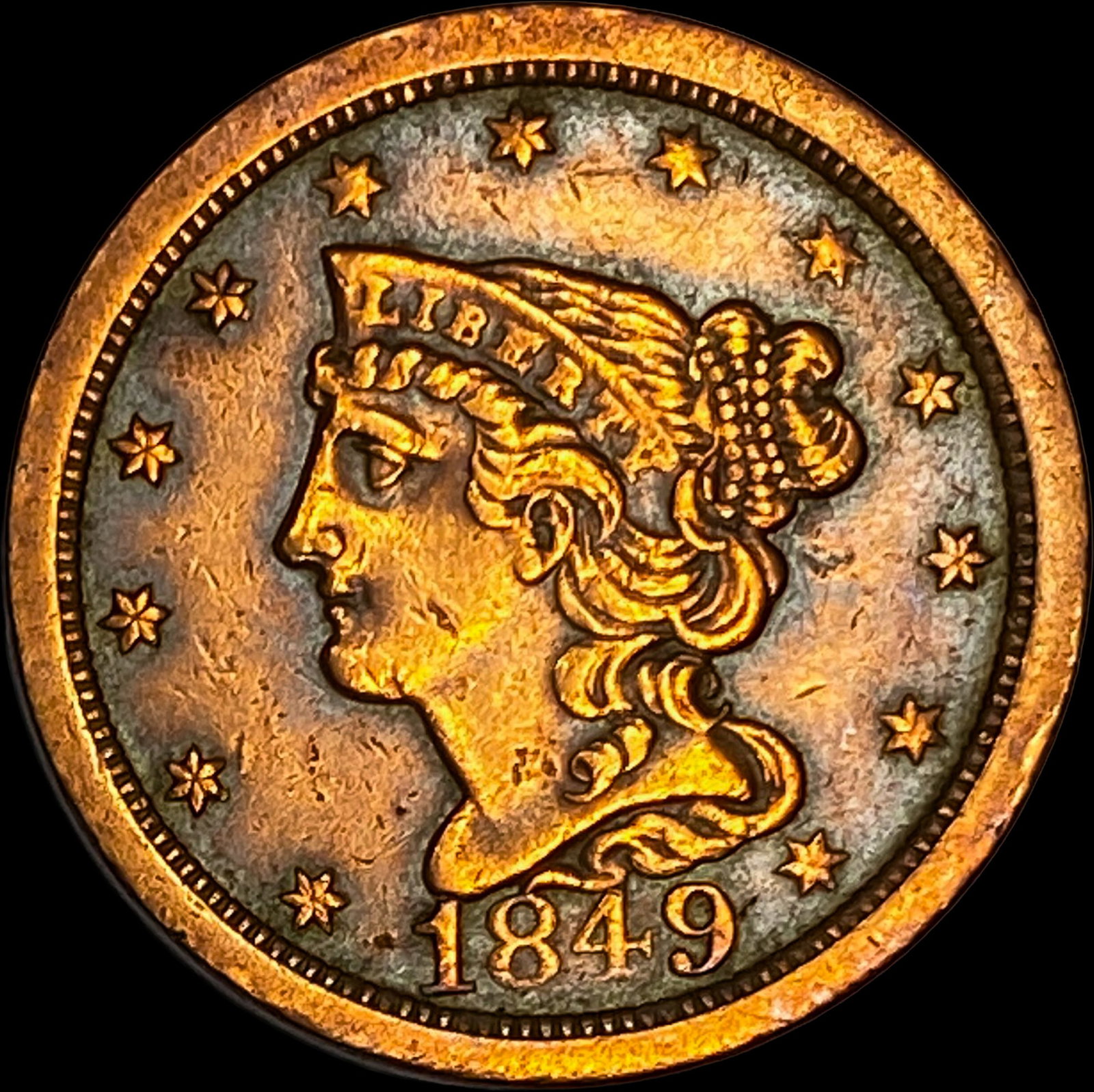 1849 Braided Hair Half Cent CLOSELY UNCIRCULATED (1 of 2)