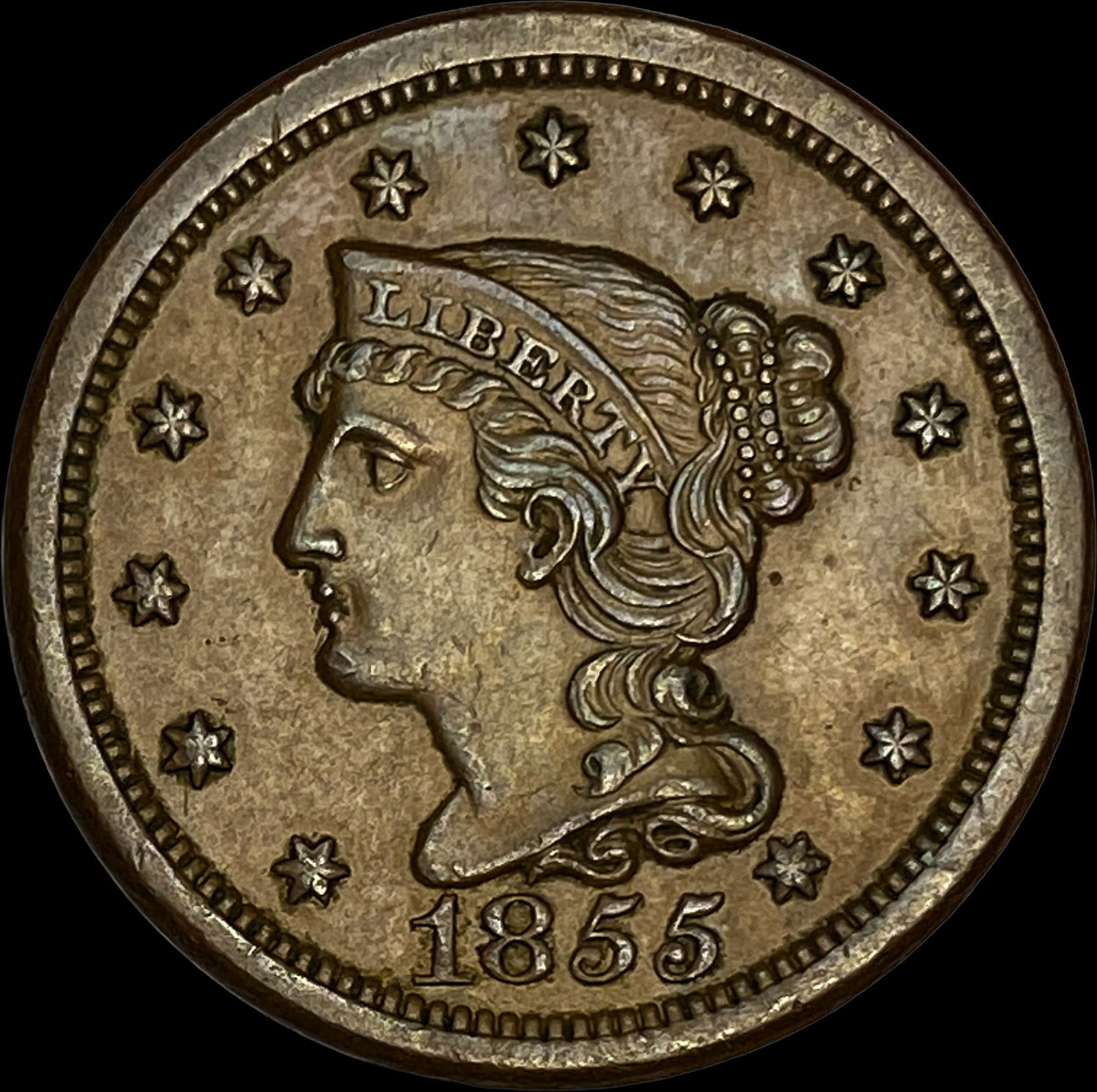 1855 Braided Hair Large Cent UNCIRCULATED (1 of 2)