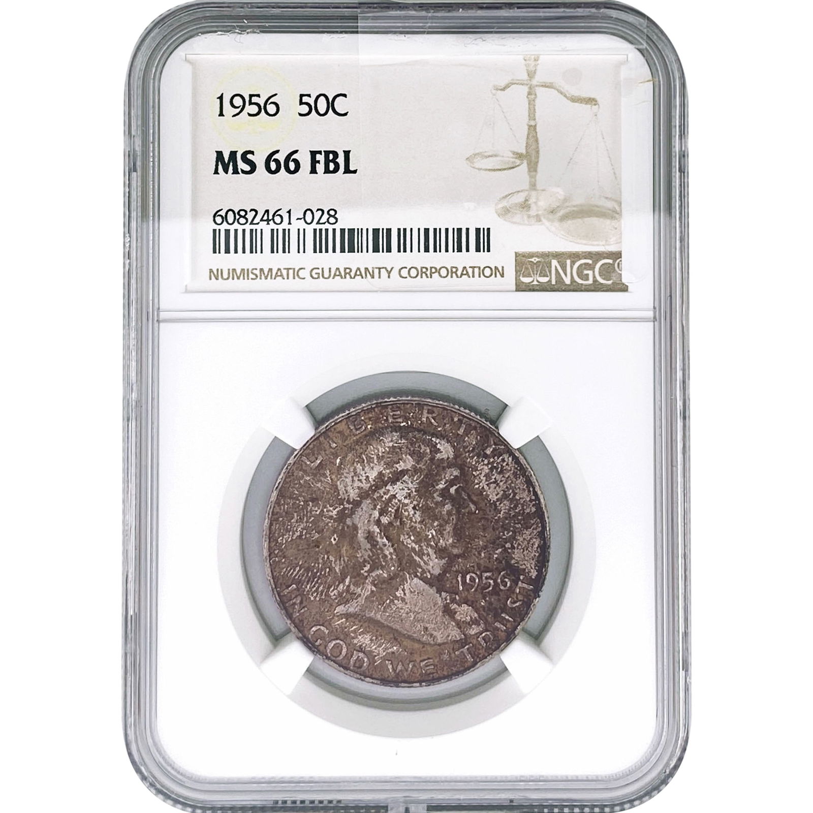 1956 Franklin Half Dollar NGC MS66 FBL (1 of 2)