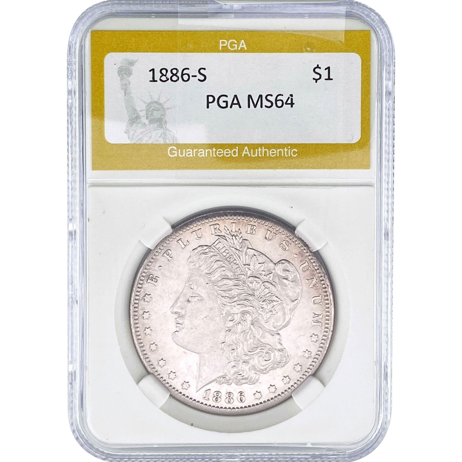 1886-S Morgan Silver Dollar PGA MS64: 1886-S Morgan Silver Dollar PGA MS64