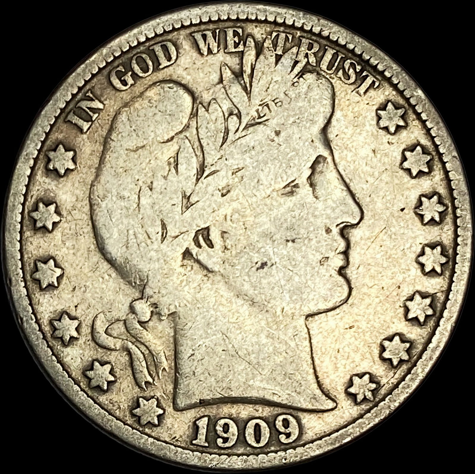 1909-S Silver Barber Half Dollar NICELY CIRCULATED (1 of 2)
