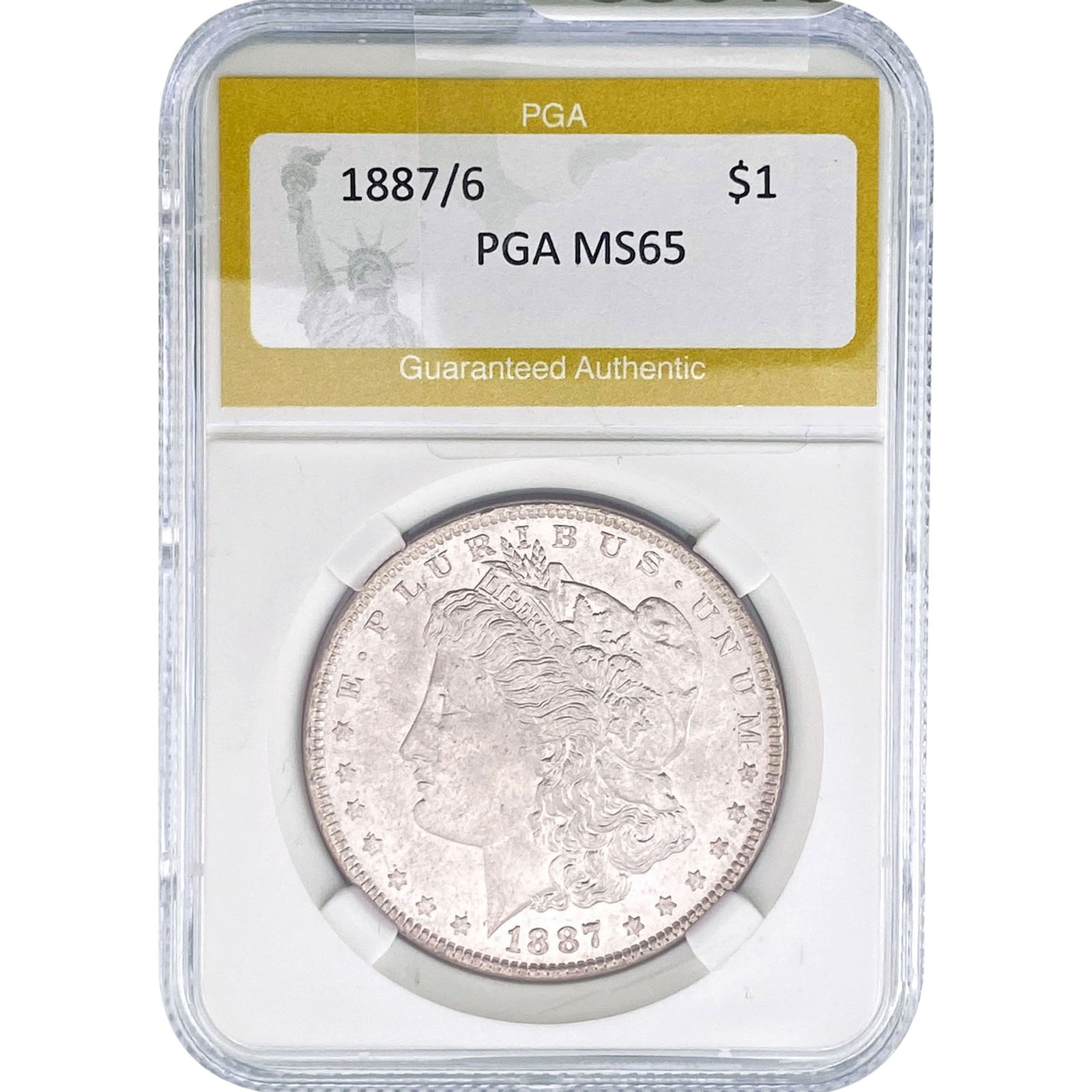 1887/6 Morgan Silver Dollar PGA MS65: 1887/6 Morgan Silver Dollar PGA MS65