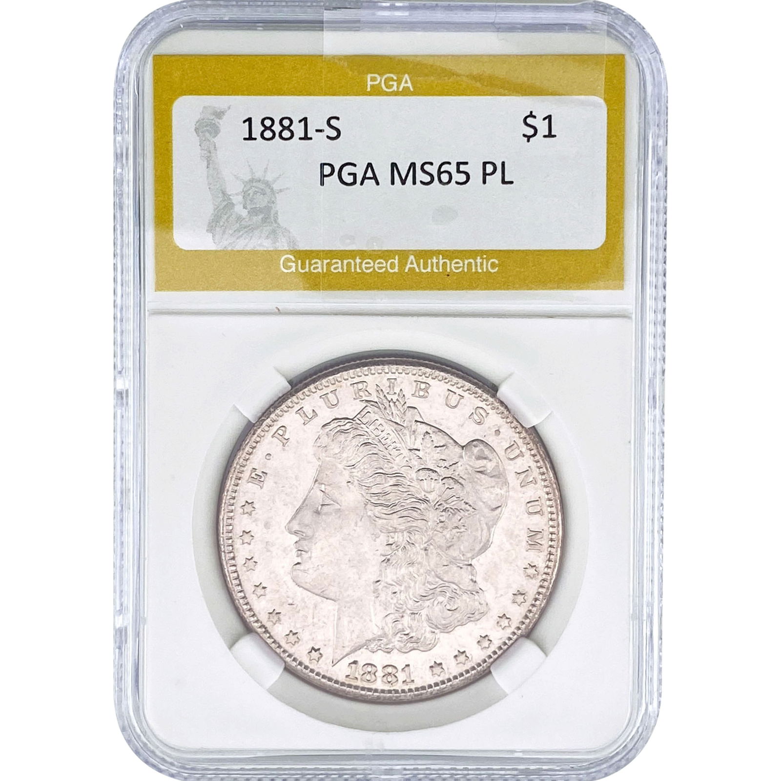 1881-S Morgan Silver Dollar PGA MS65 PL: 1881-S Morgan Silver Dollar PGA MS65 PL