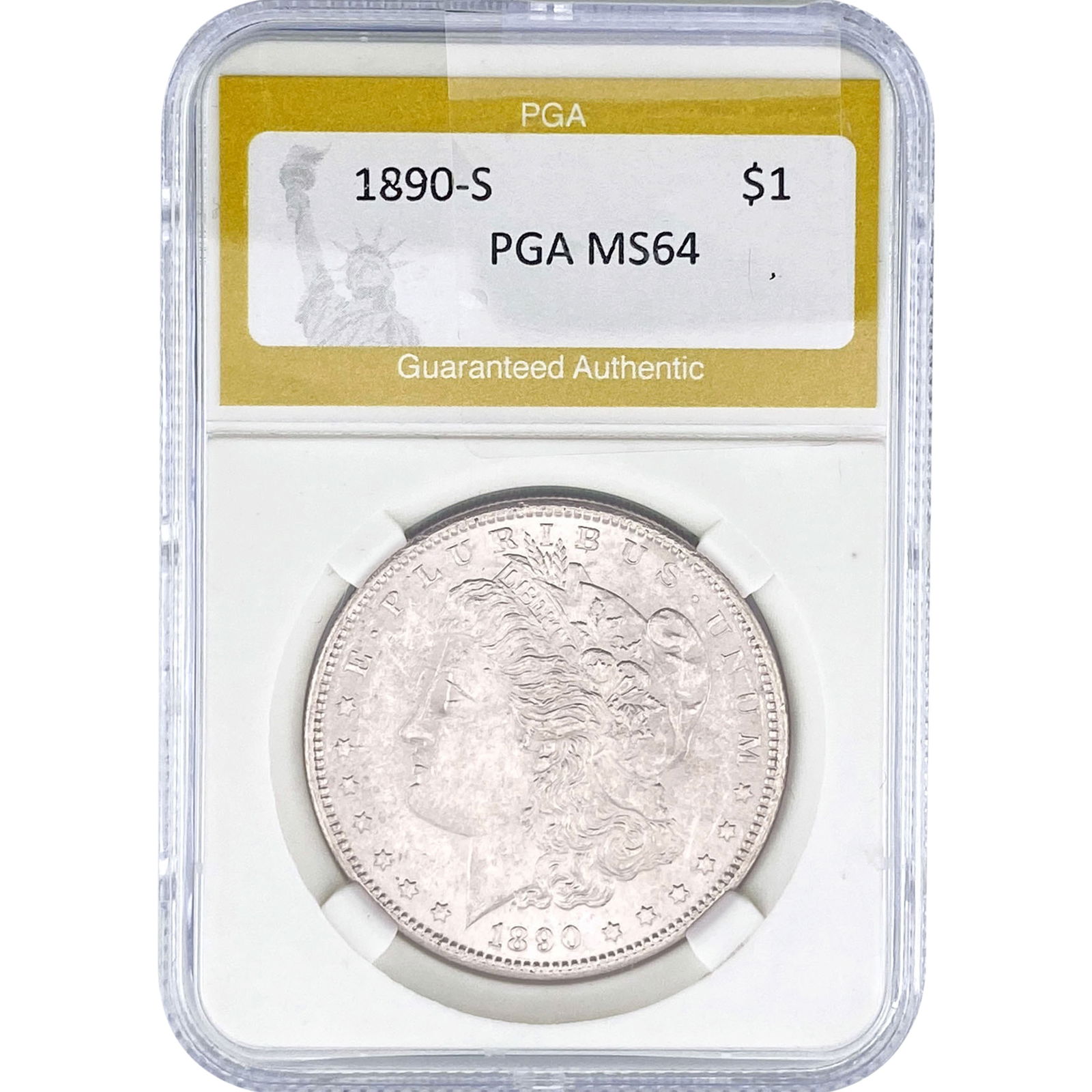 1890-S Morgan Silver Dollar PGA MS64: 1890-S Morgan Silver Dollar PGA MS64
