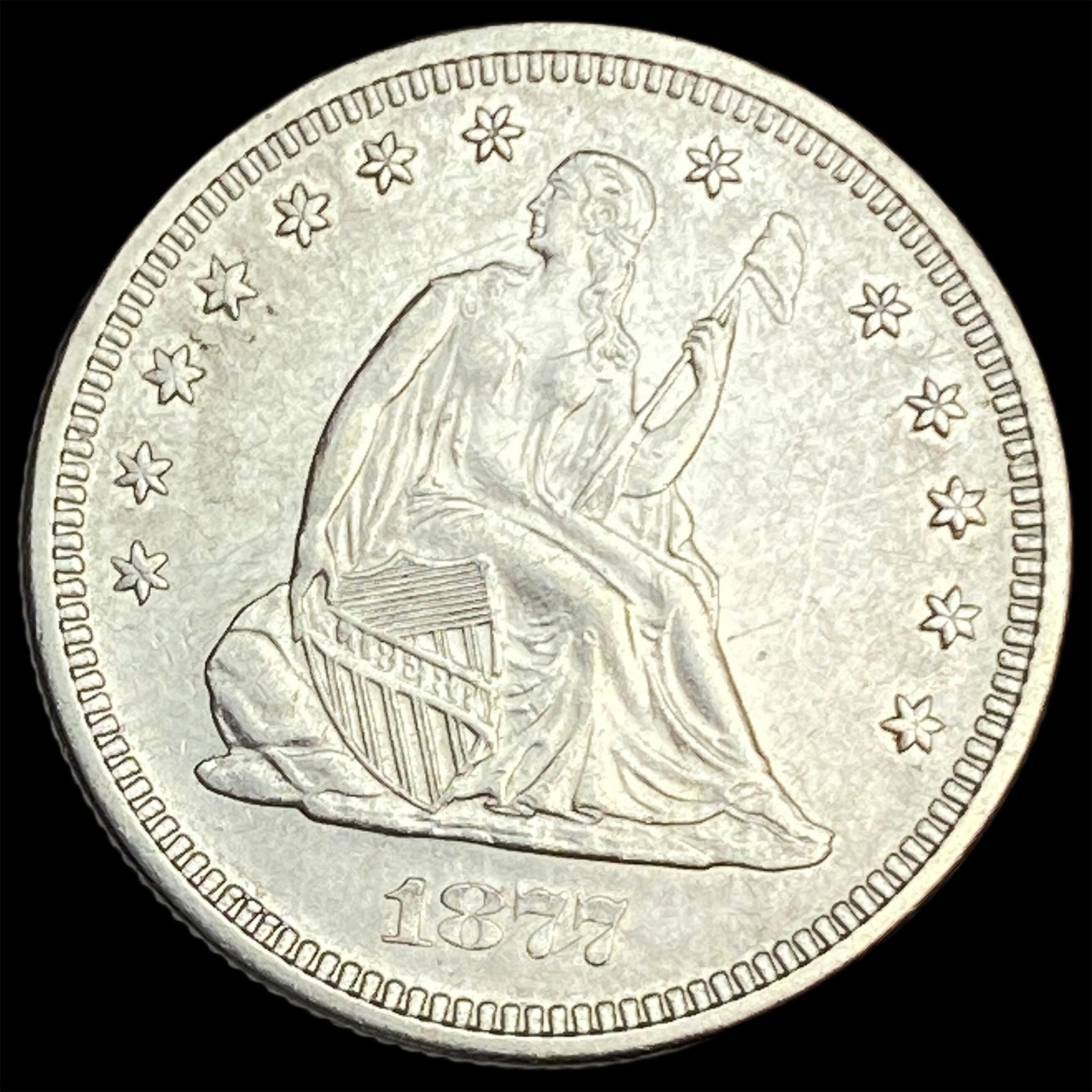 1877-S Silver Seated Liberty Quarter CLOSELY UNCIRCULATED: 1877-S Silver Seated Liberty Quarter CLOSELY UNCIRCULATED