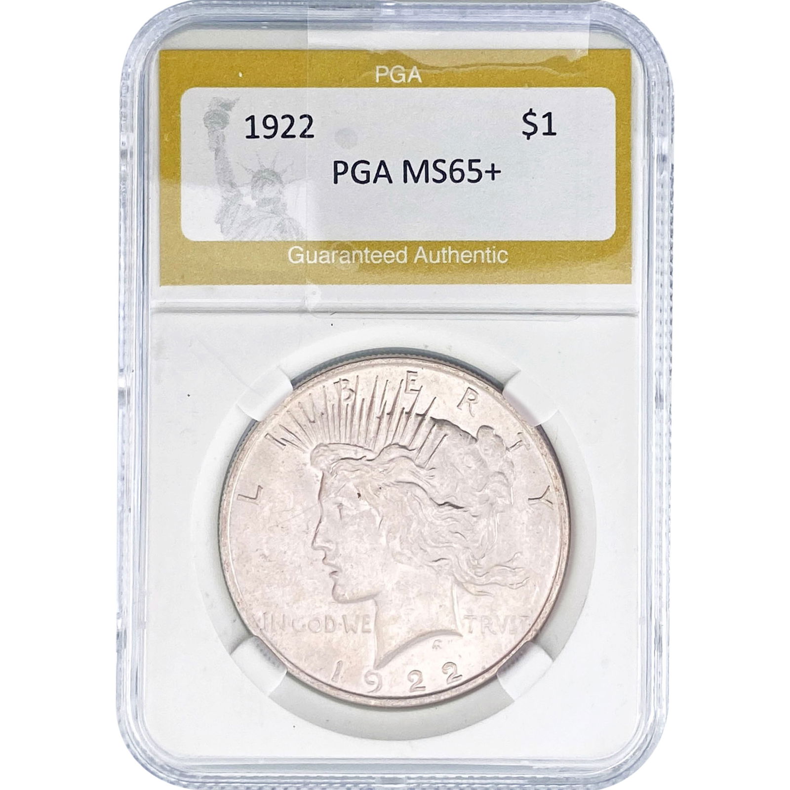 1922 Silver Peace Dollar PGA MS65+: 1922 Silver Peace Dollar PGA MS65+