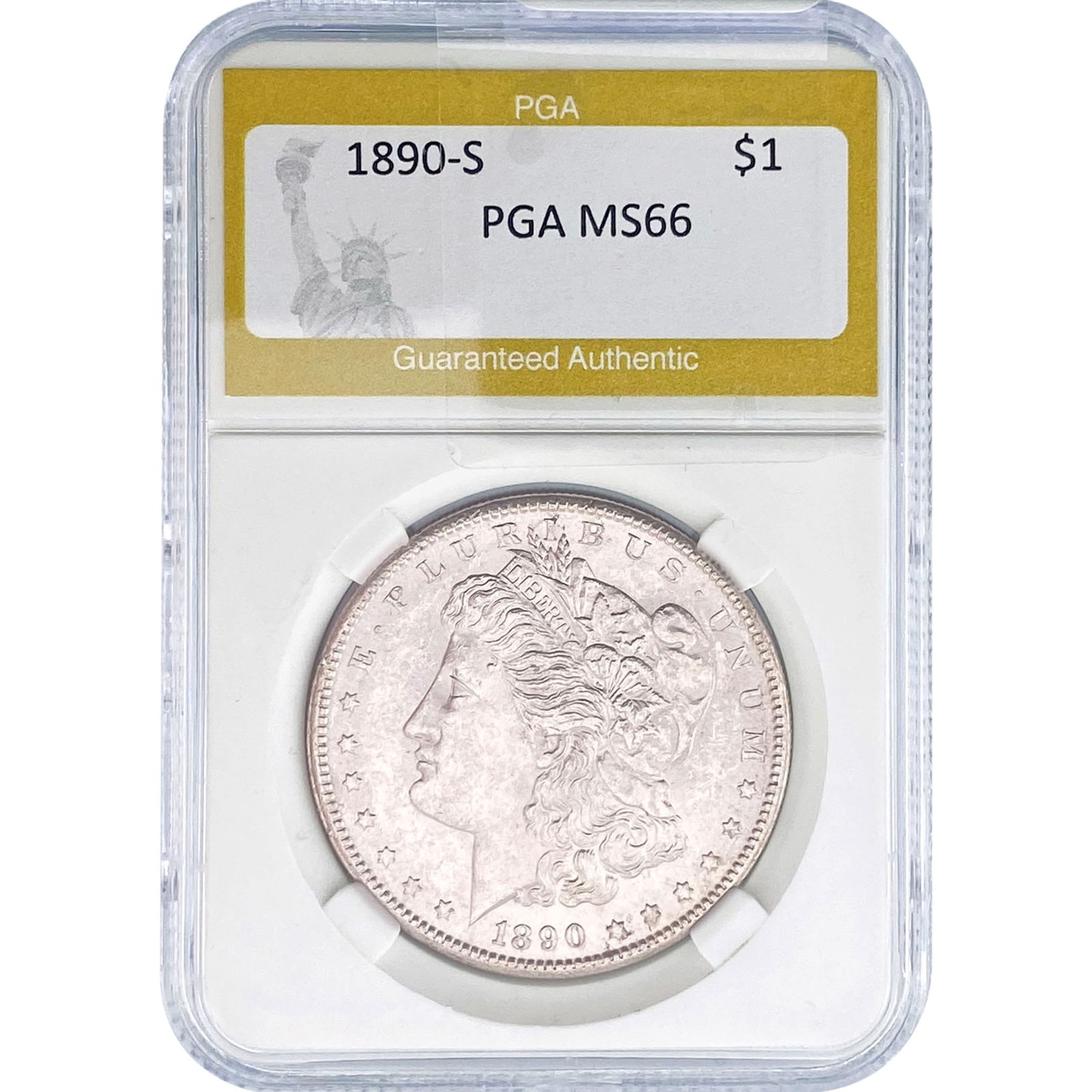 1890-S Morgan Silver Dollar PGA MS66: 1890-S Morgan Silver Dollar PGA MS66