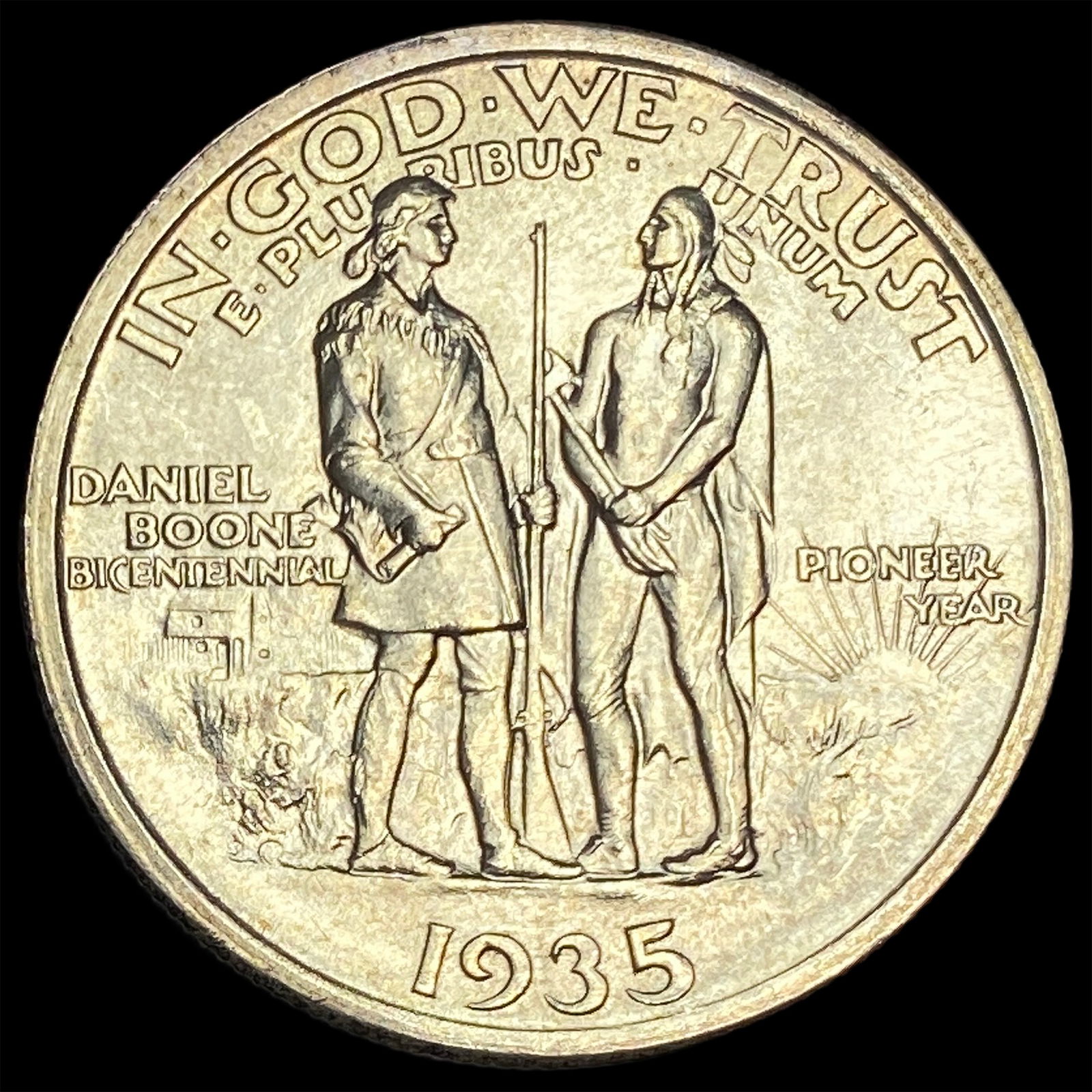 1935 Silver Half Dollar Daniel Boone Commemorative CHOICE BU - 2