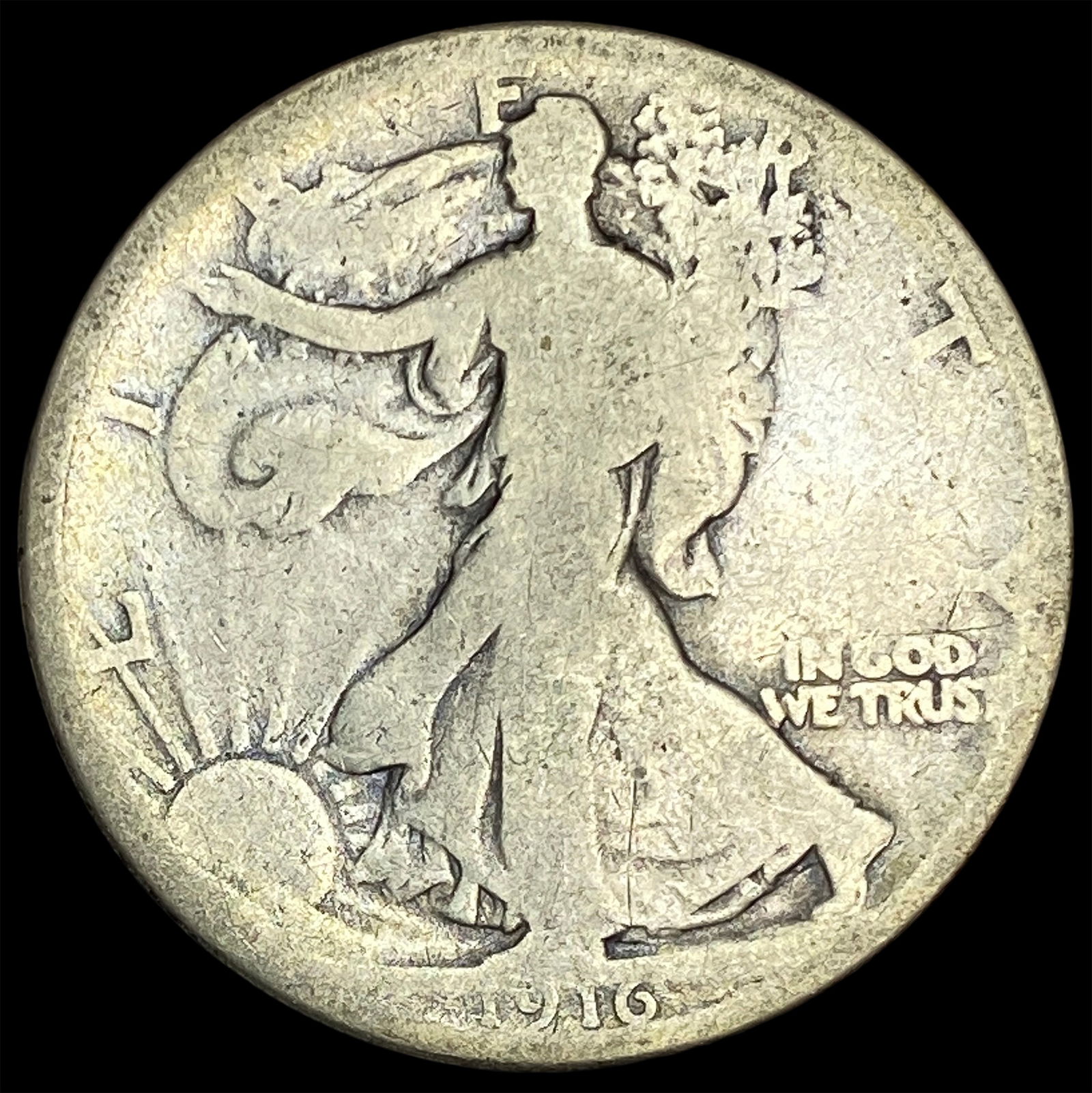 1916 Walking Liberty Half Dollar NICELY CIRCULATED: 1916 Walking Liberty Half Dollar NICELY CIRCULATED
