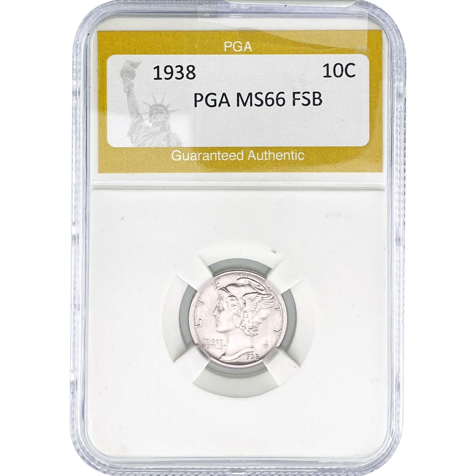 1938 Mercury Silver Dime PGA MS66 FSB: 1938 Mercury Silver Dime PGA MS66 FSB