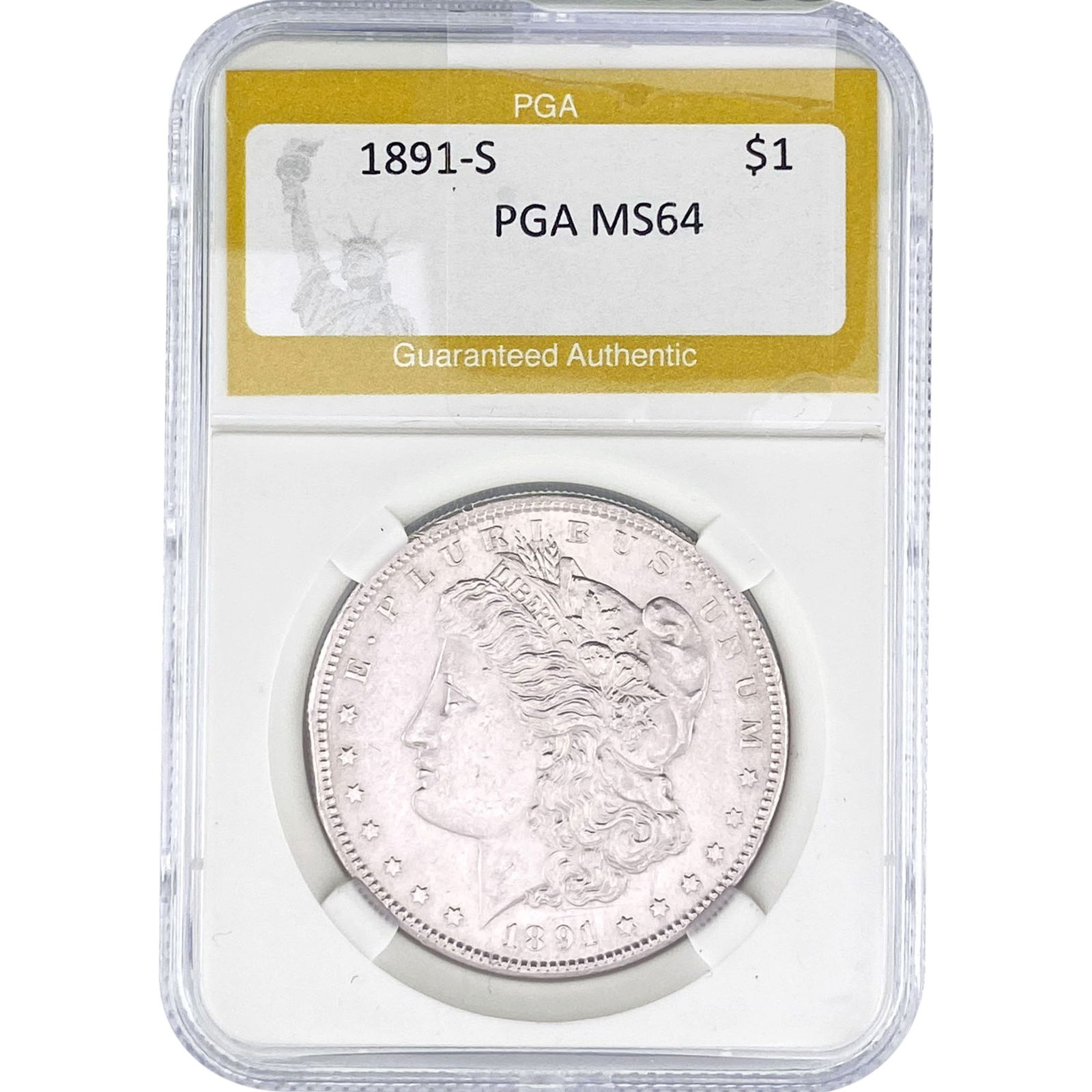 1891-S Morgan Silver Dollar PGA MS64: 1891-S Morgan Silver Dollar PGA MS64