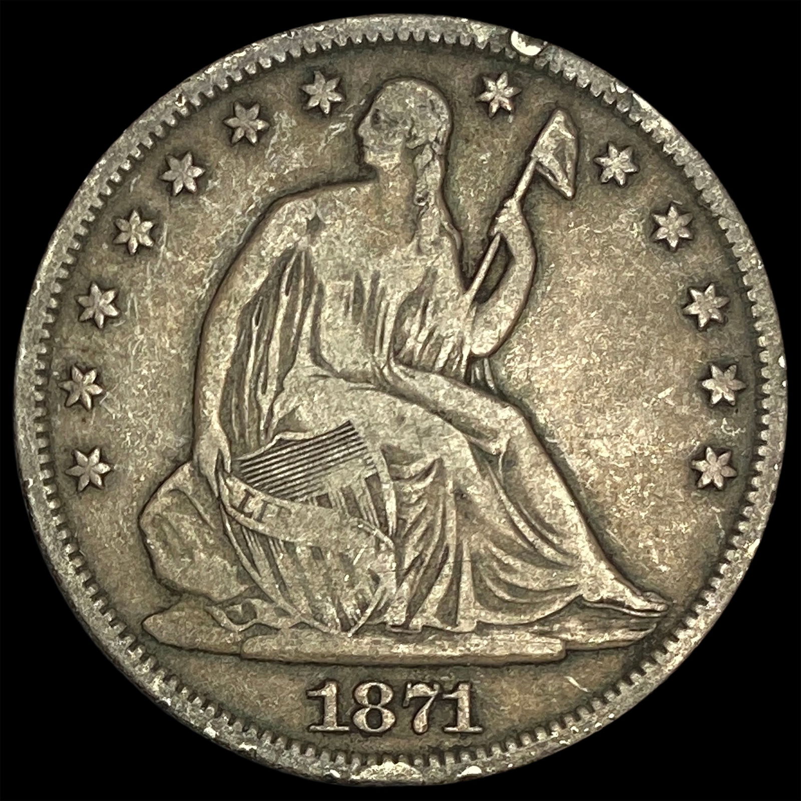 1871-S Silver Half Dollar ABOUT UNCIRCULATED (1 of 2)