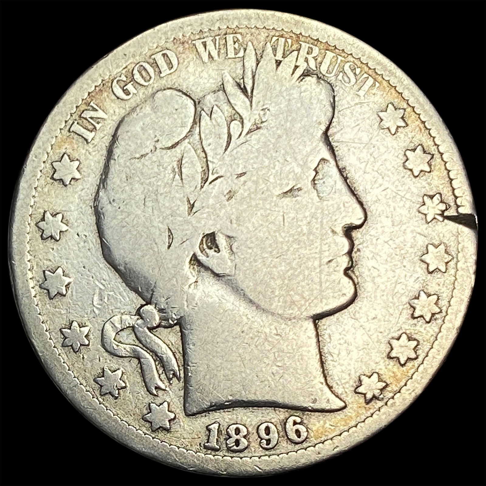 1896-S Silver Barber Half Dollar NICELY CIRCULATED: 1896-S Silver Barber Half Dollar NICELY CIRCULATED