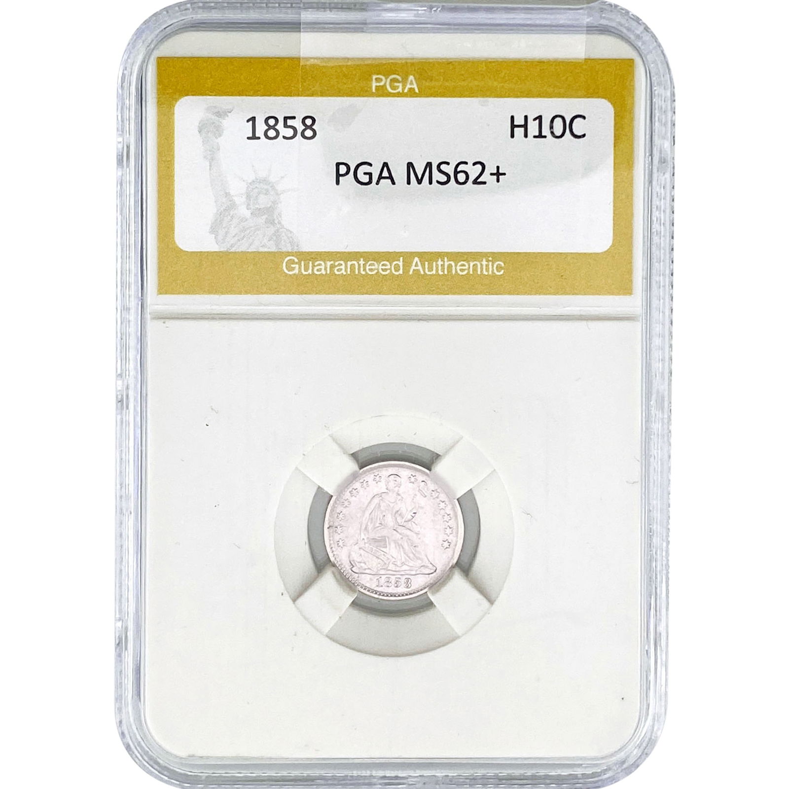 1858 Seated Liberty Half Dime PGA MS62+: 1858 Seated Liberty Half Dime PGA MS62+