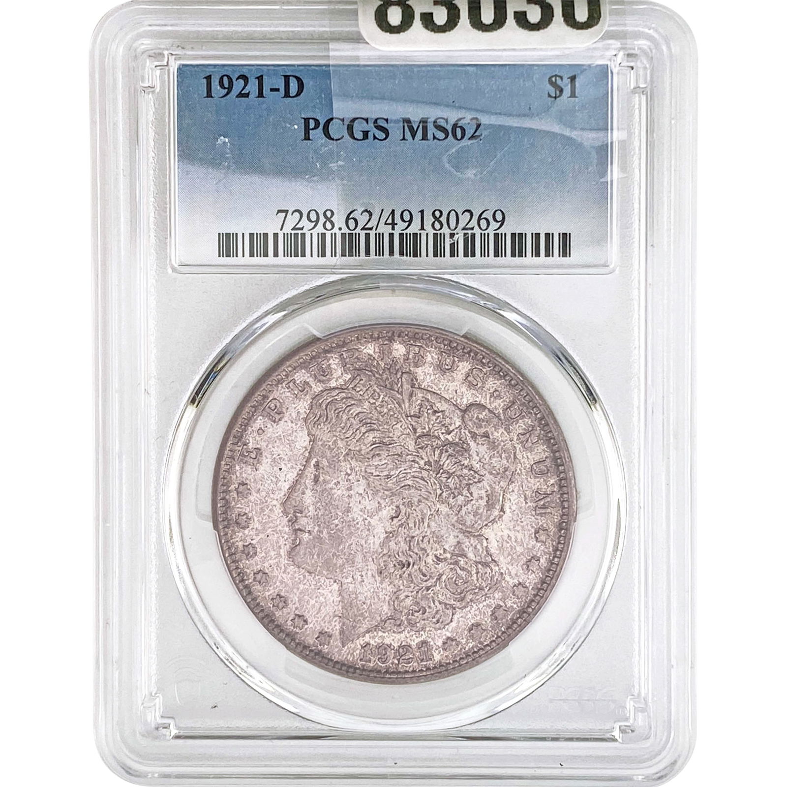 1921-D Morgan Silver Dollar PCGS MS62: 1921-D Morgan Silver Dollar PCGS MS62