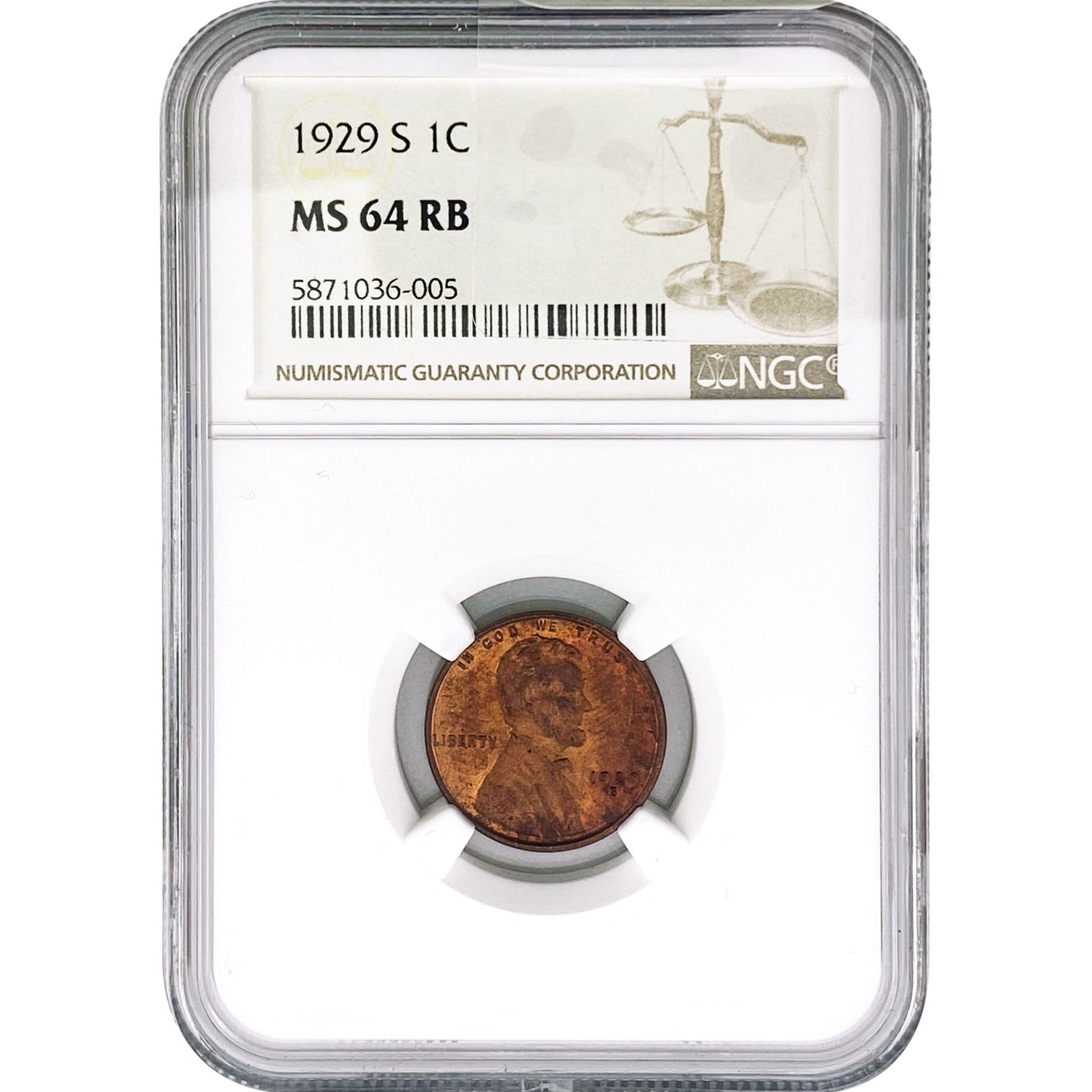 1929-S Wheat Cent NGC MS64 RB (1 of 2)