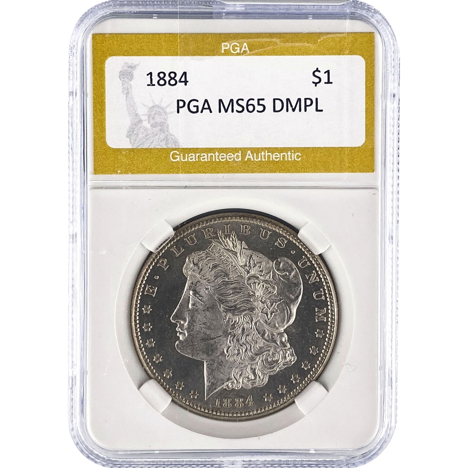 1884 Morgan Silver Dollar PGA MS65 DMPL: 1884 Morgan Silver Dollar PGA MS65 DMPL