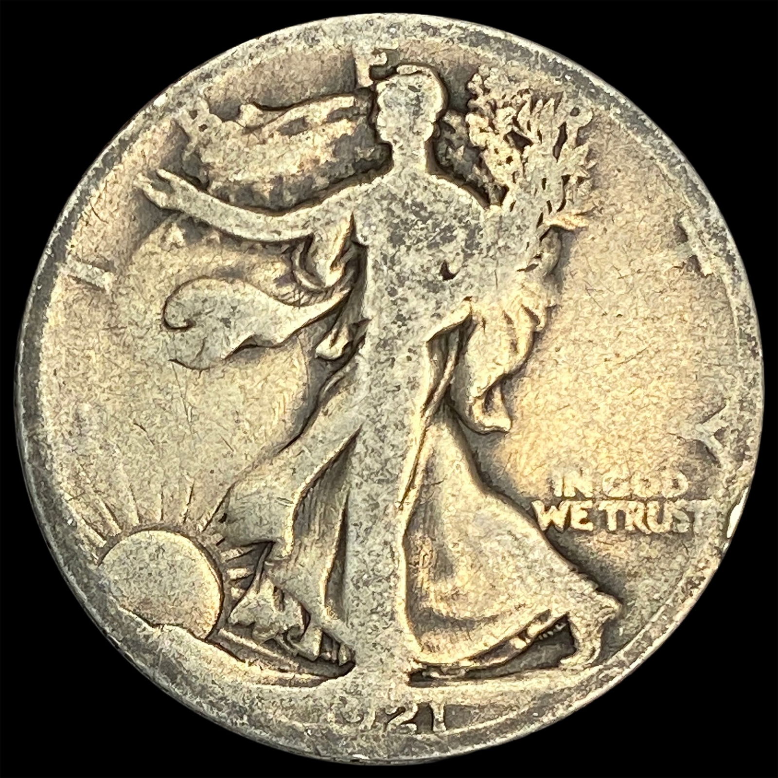 1921-D Silver Walking Liberty Half Dollar NICELY CIRCULATED: 1921-D Silver Walking Liberty Half Dollar NICELY CIRCULATED