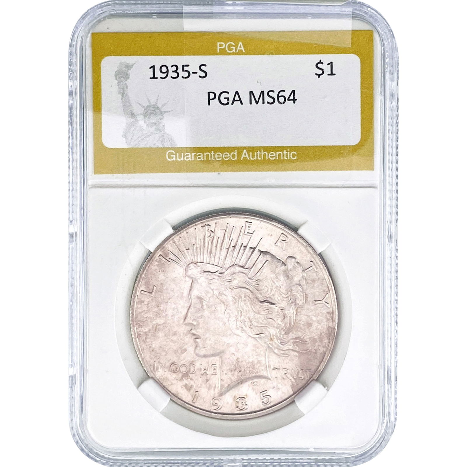 1935-S Silver Peace Dollar PGA MS64: 1935-S Silver Peace Dollar PGA MS64