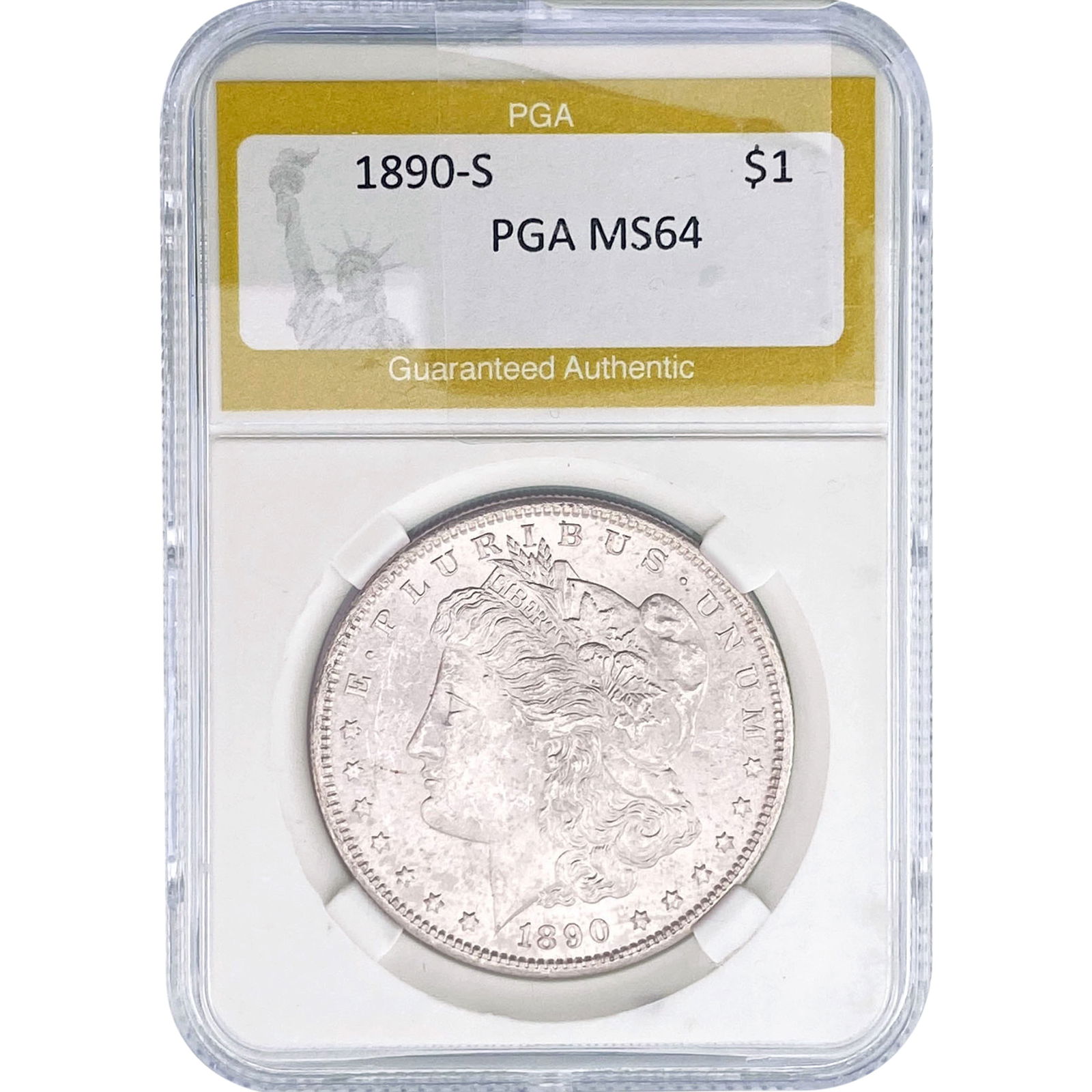 1890-S Morgan Silver Dollar PGA MS64: 1890-S Morgan Silver Dollar PGA MS64