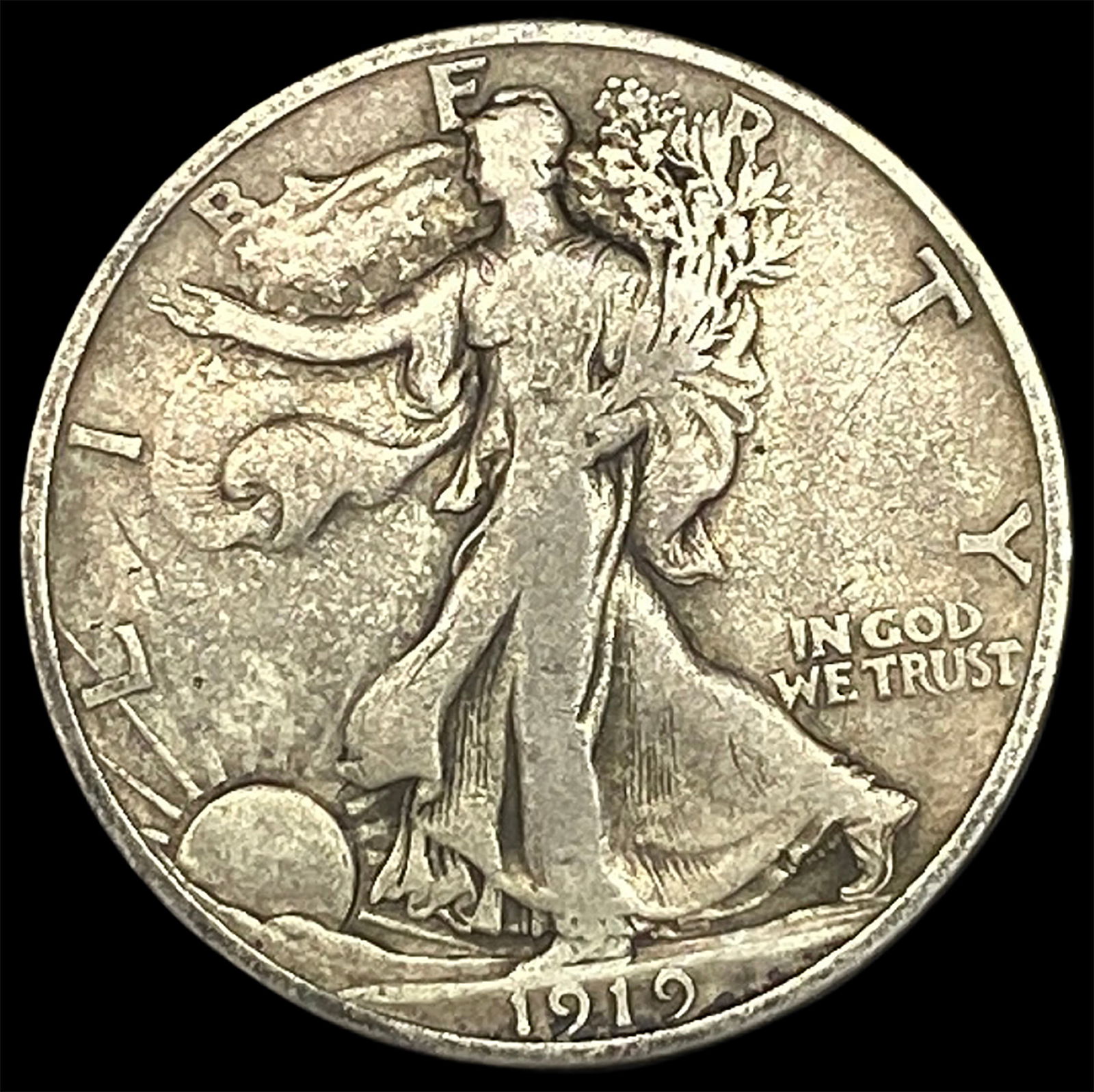 1919-S Silver Walking Liberty Half Dollar LIGHTLY CIRCULATED (1 of 2)