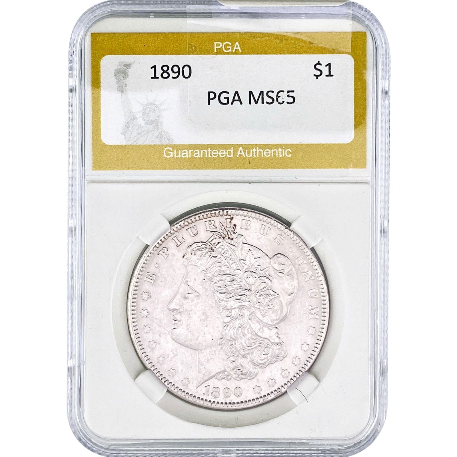 1890 Morgan Silver Dollar PGA MS65: 1890 Morgan Silver Dollar PGA MS65