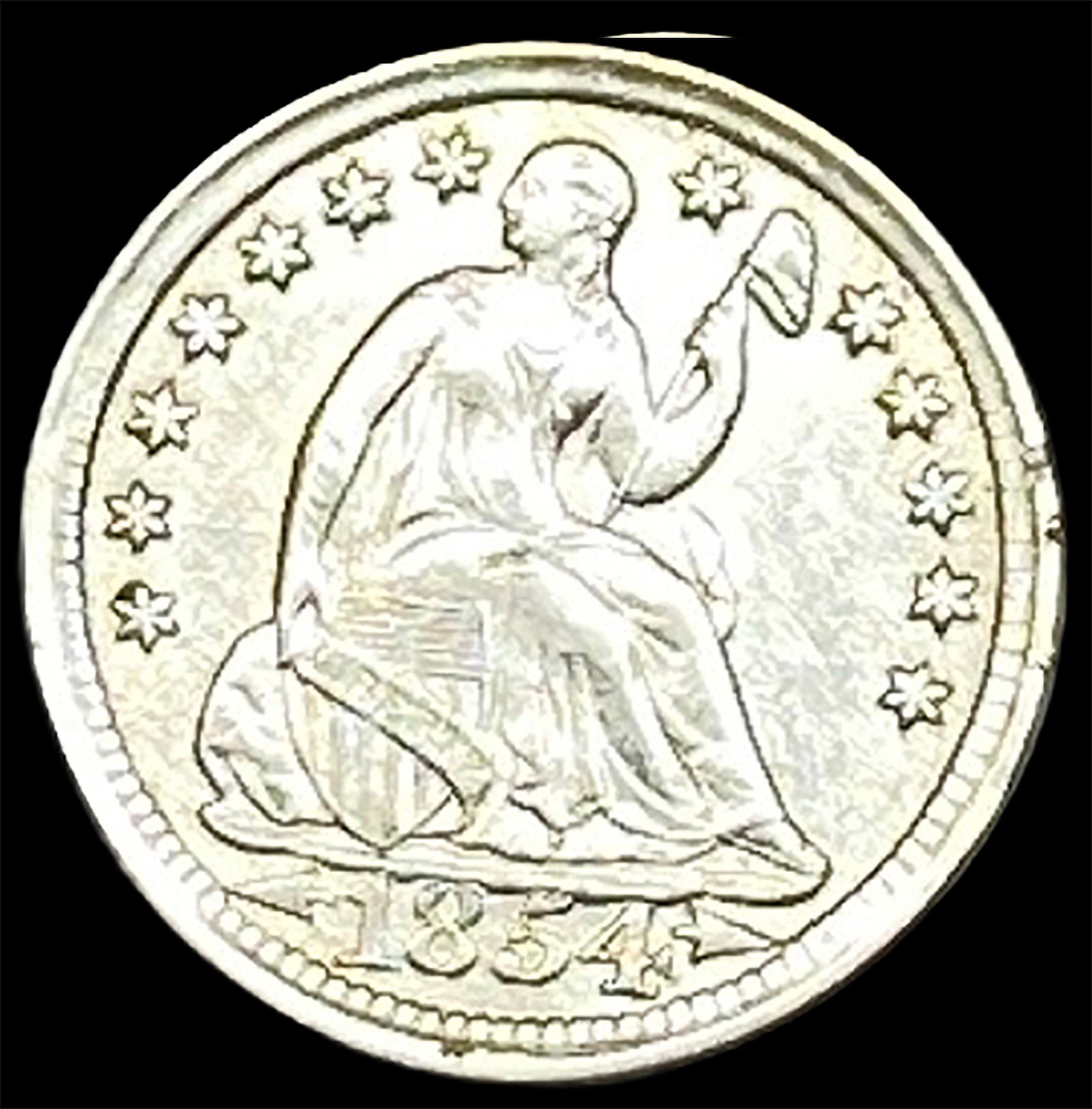 1854 Seated Liberty Half Dime CHOICE AU (1 of 2)