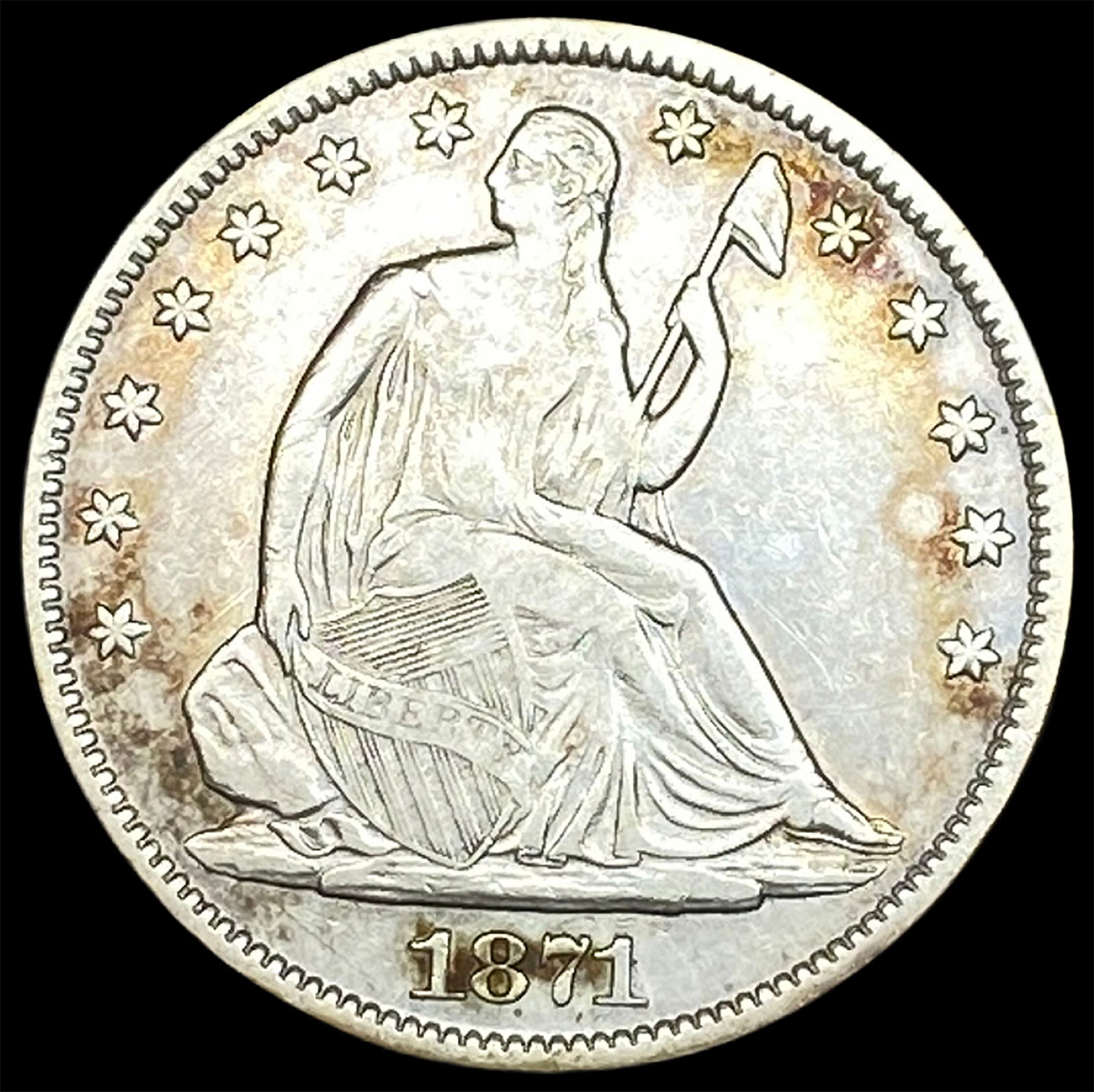 1871-S Silver Half Dollar NEARLY UNCIRCULATED: 1871-S Silver Half Dollar NEARLY UNCIRCULATED