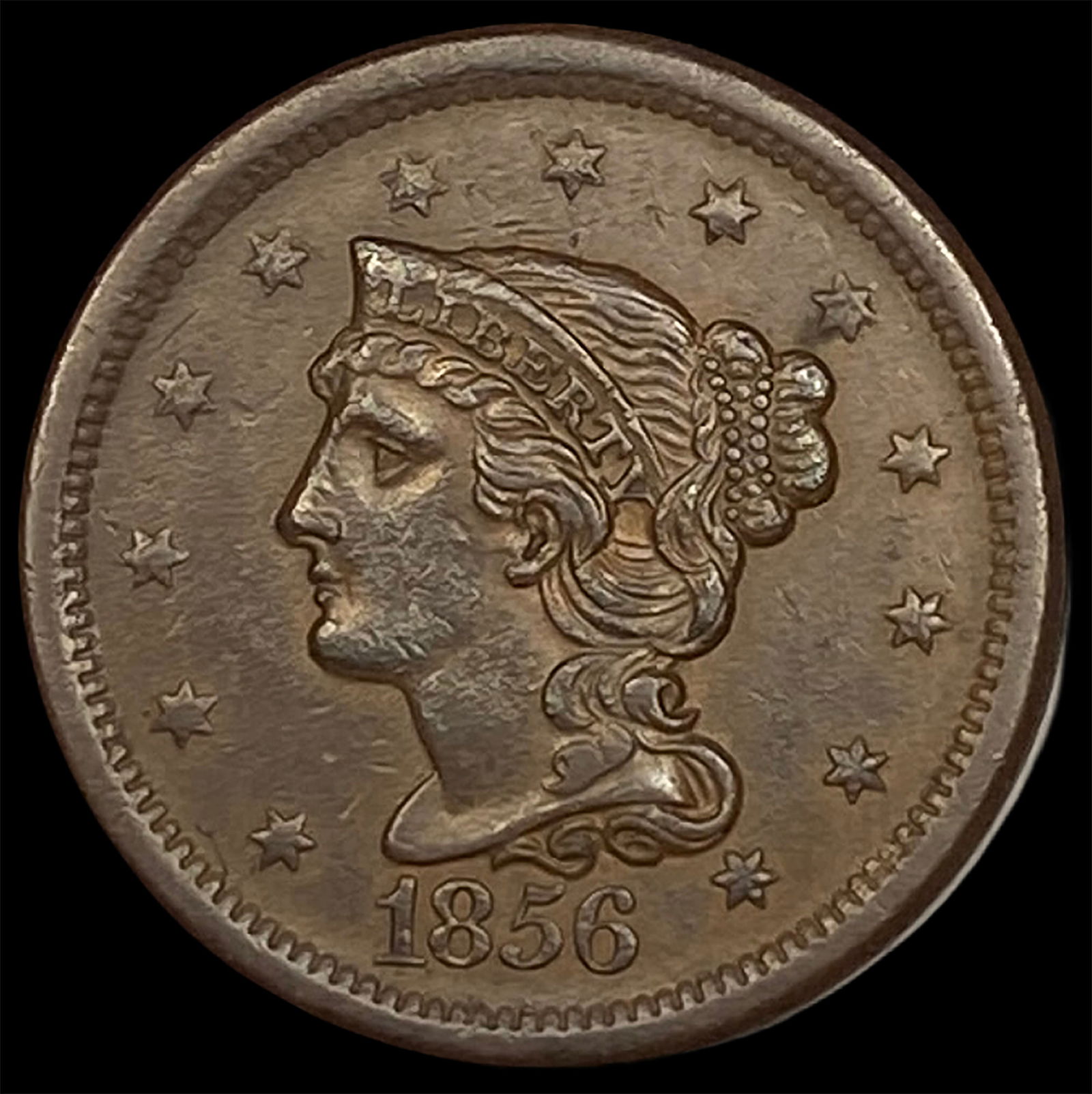 1856 Braided Hair Large Cent CLOSELY UNCIRCULATED (1 of 2)