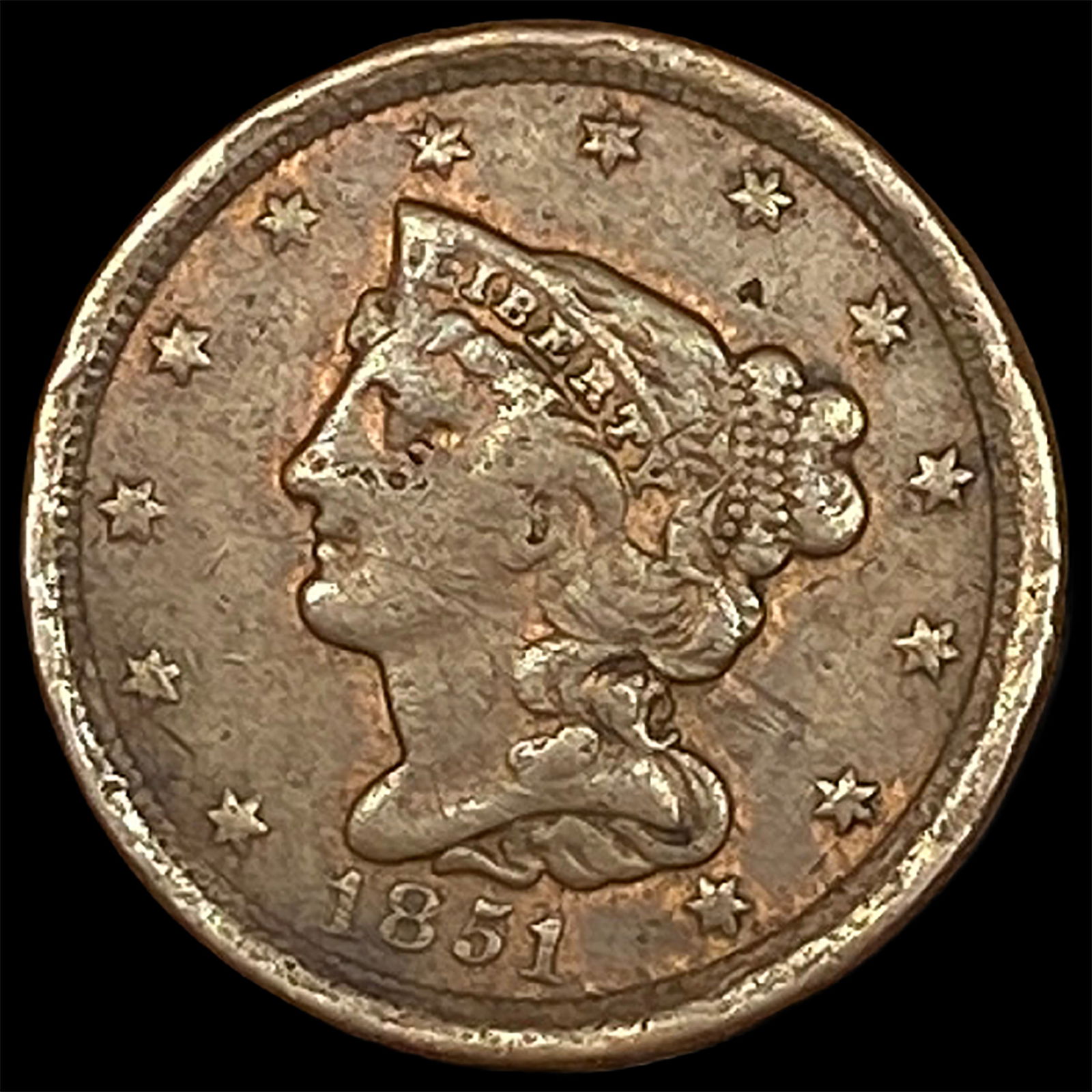 1851 Braided Hair Half Cent LIGHTLY CIRCULATED (1 of 2)