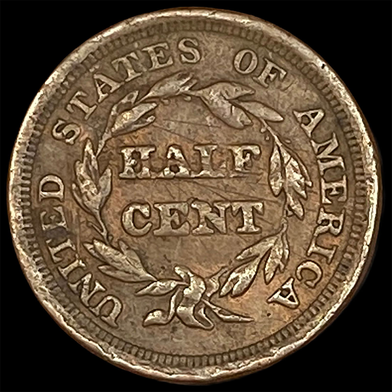 1851 Braided Hair Half Cent LIGHTLY CIRCULATED - 2